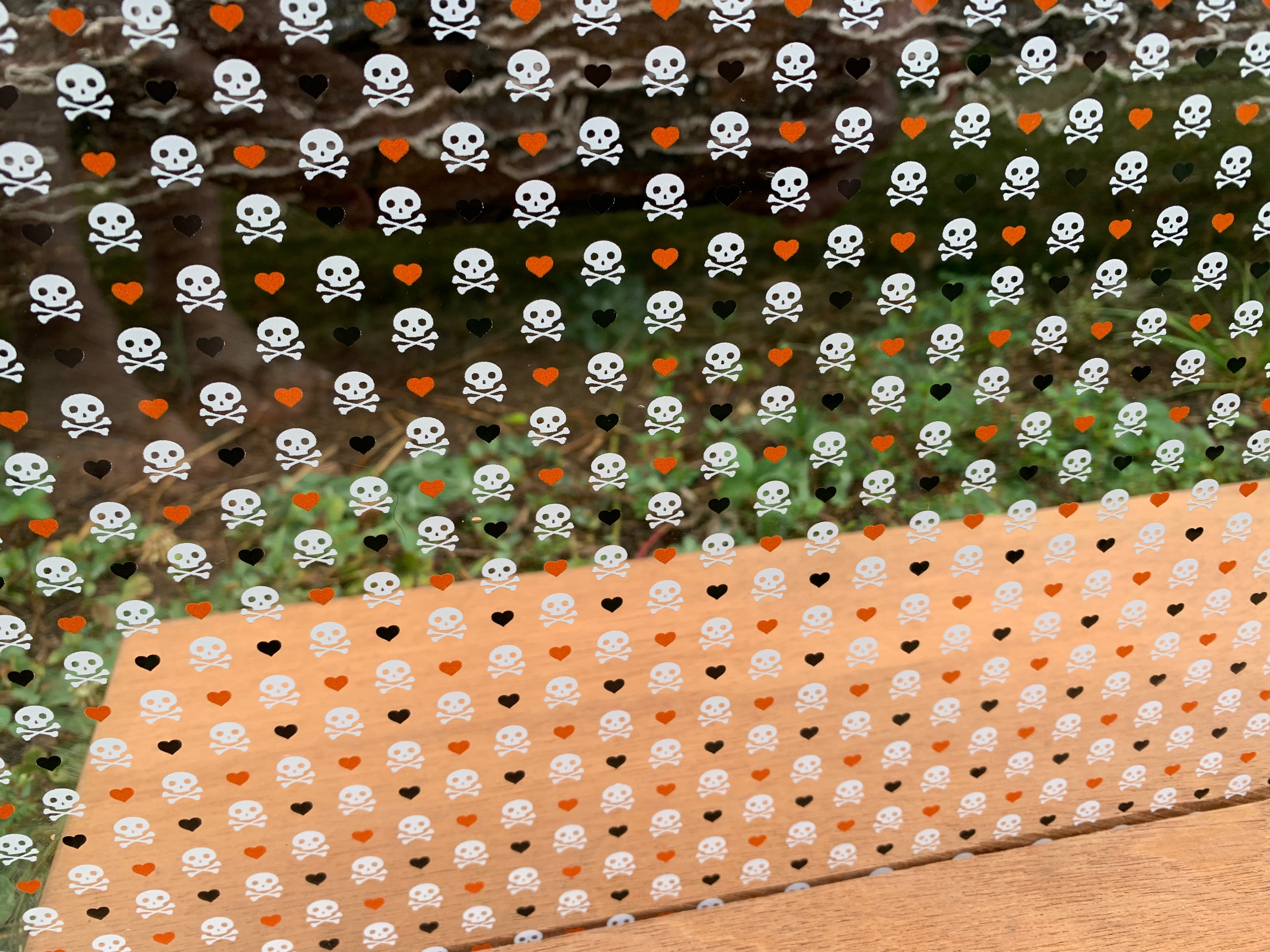 PatternPly® Scattered Skulls and Orange/Black Hearts product photo 2