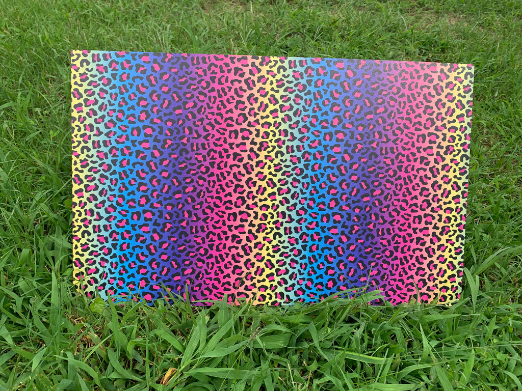 PatternPly® Full Coverage Rainbow Cheetah sheet showing the pattern