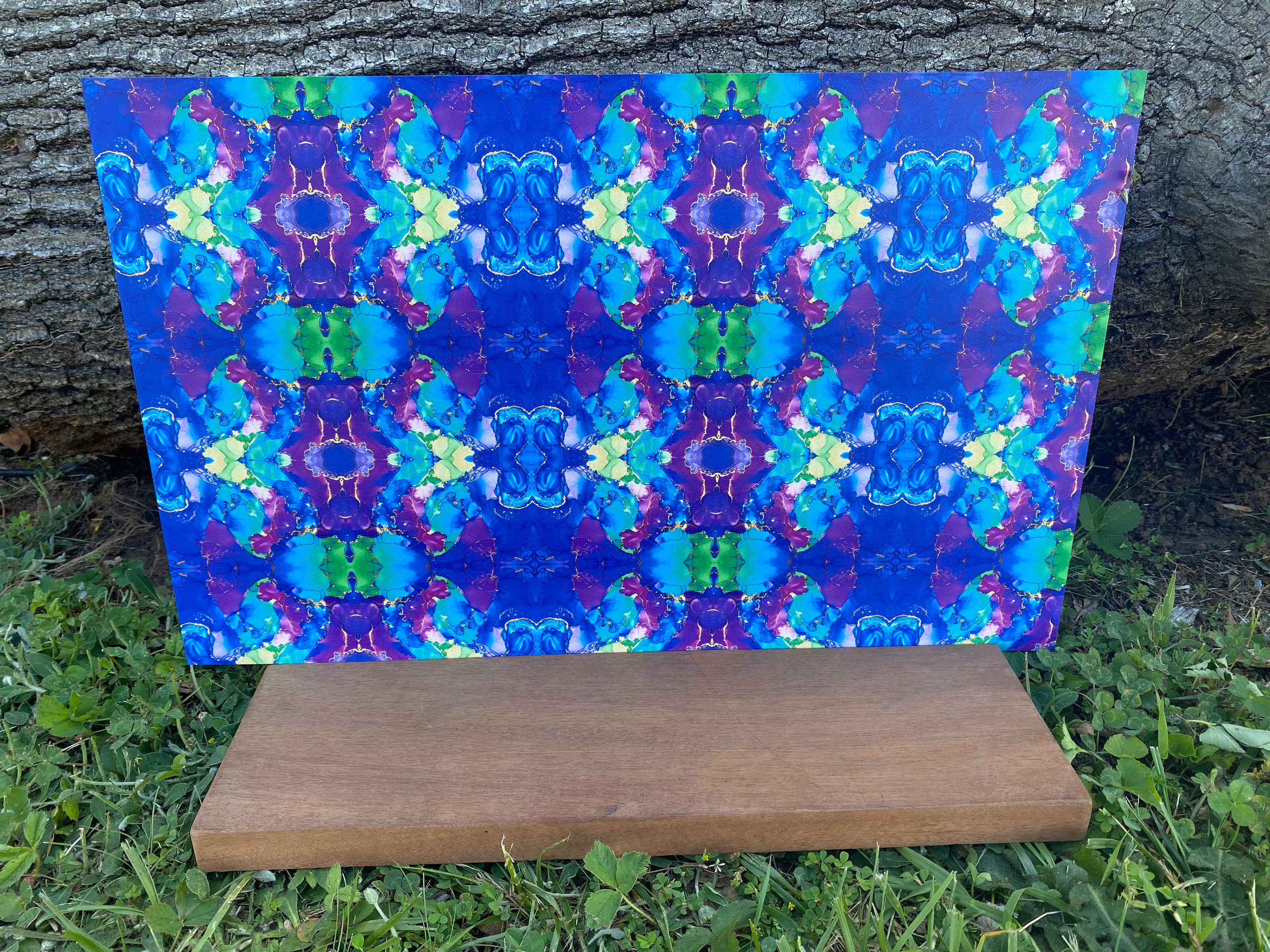 PatternPly® Full Coverage Micro Blue and Purple Paint Swirls sheet showing the pattern