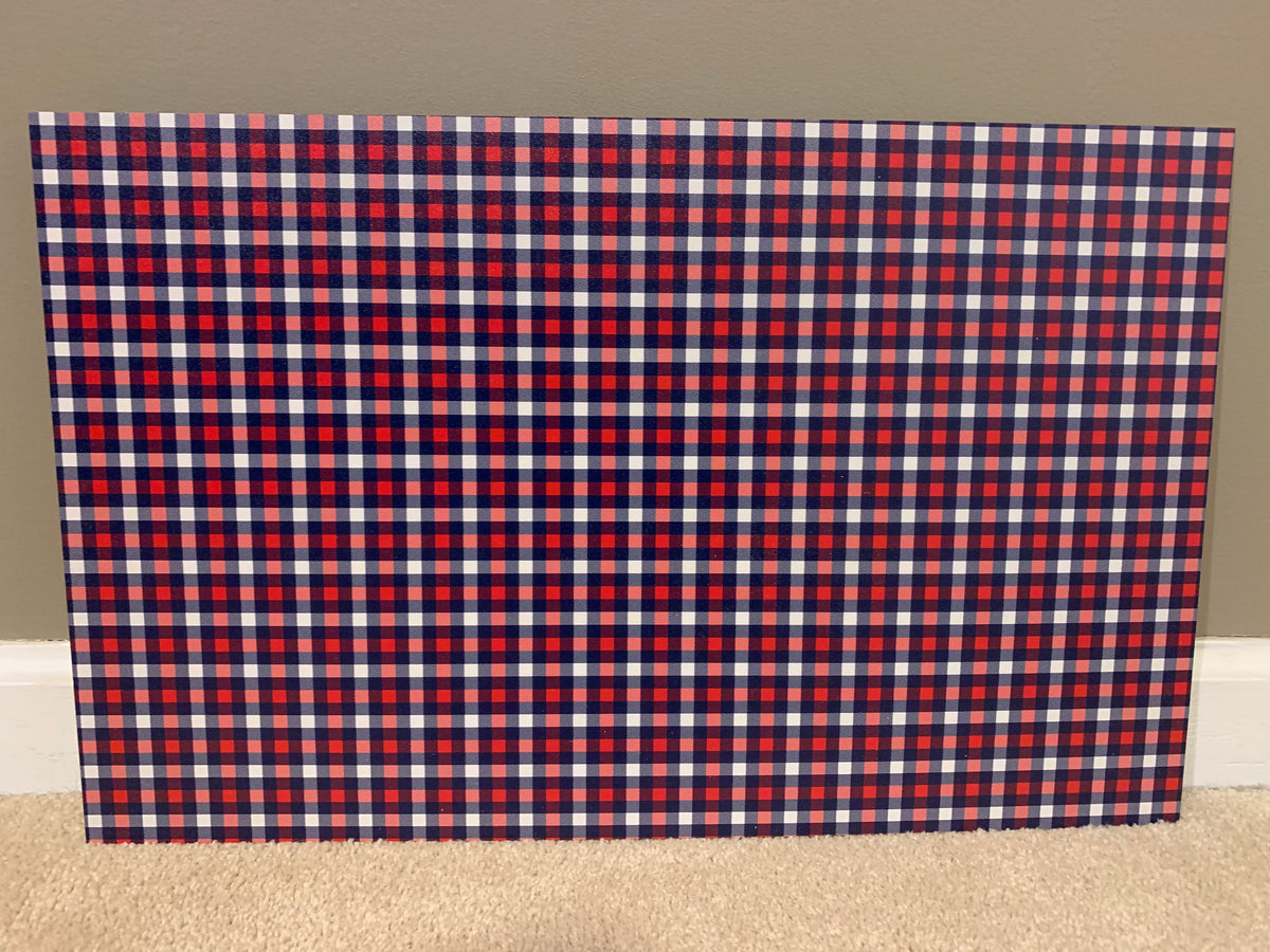 PatternPly® Full Coverage Patriotic Plaid sheet showing the pattern