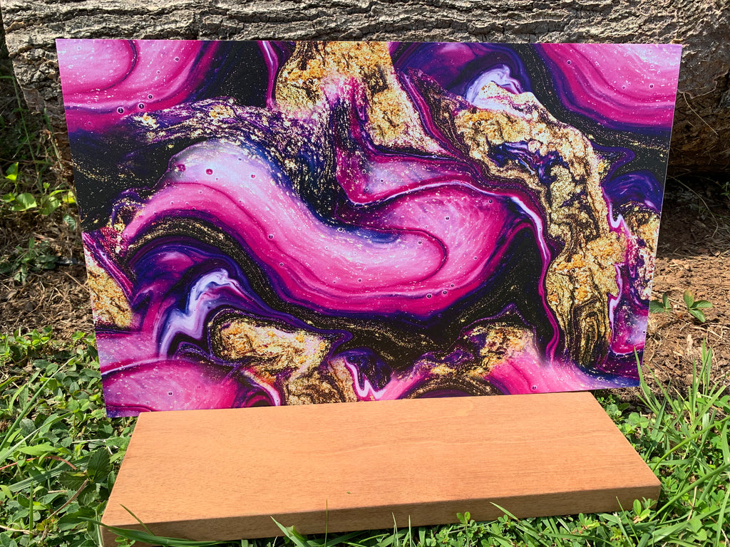 PatternPly® Full Coverage Pink and Gold Glitter* Paint Swirl sheet showing the pattern