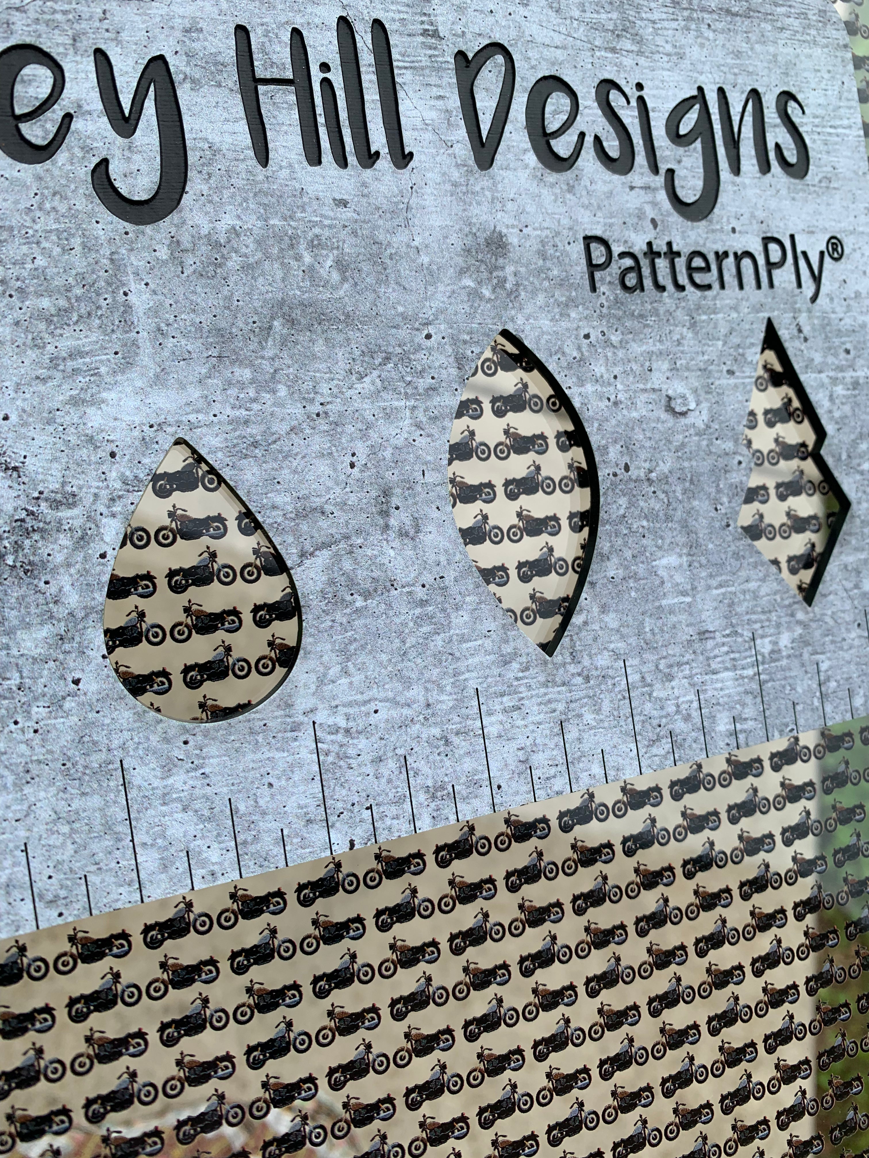 PatternPly® Scattered Motorcycles sheet showing the pattern