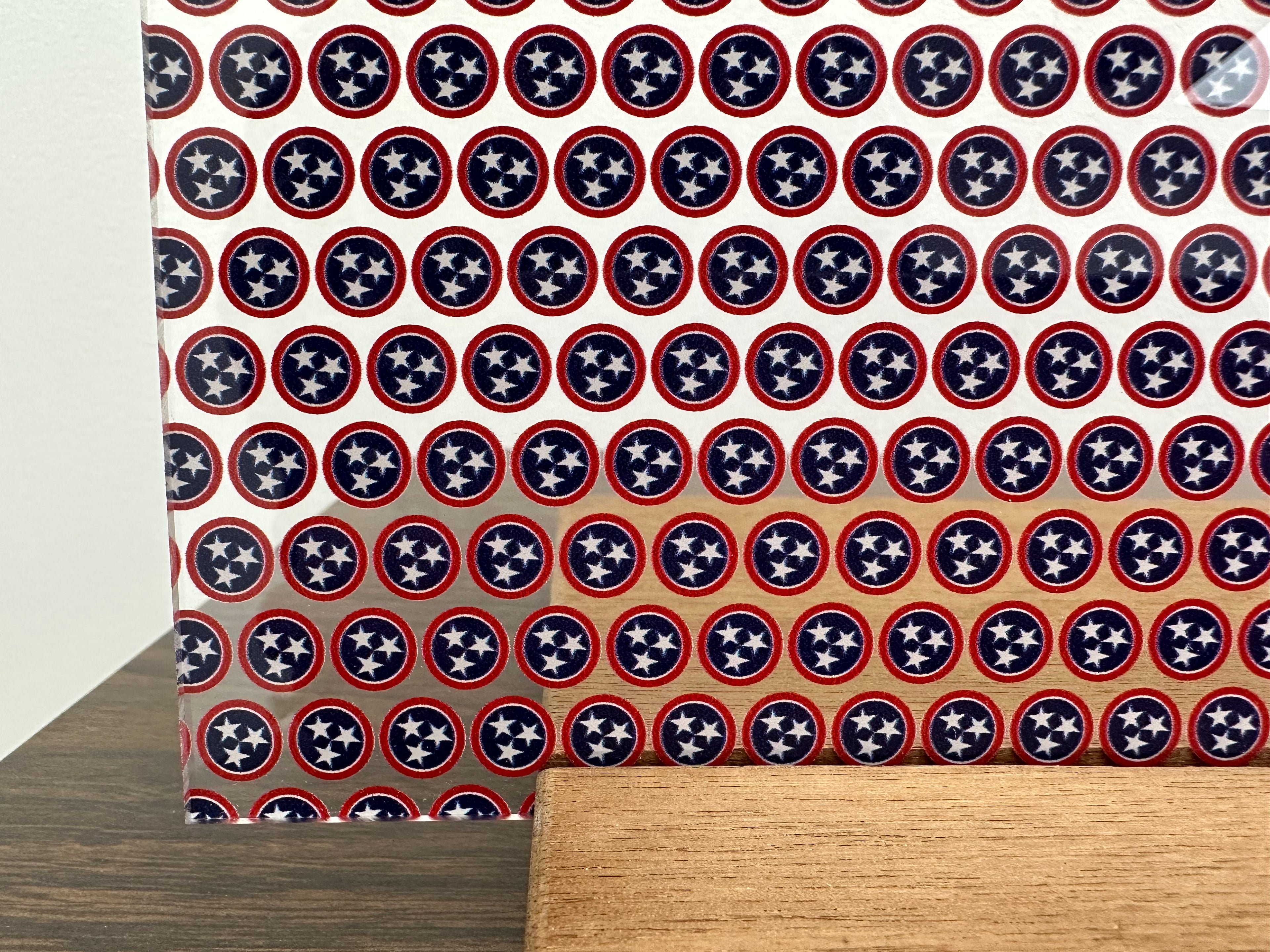PatternPly® Scattered Tennessee Flag Circles sheet showing the pattern