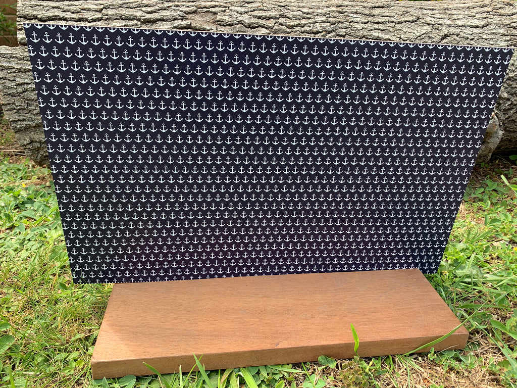 PatternPly® Full Coverage Navy and White Anchors sheet showing the pattern
