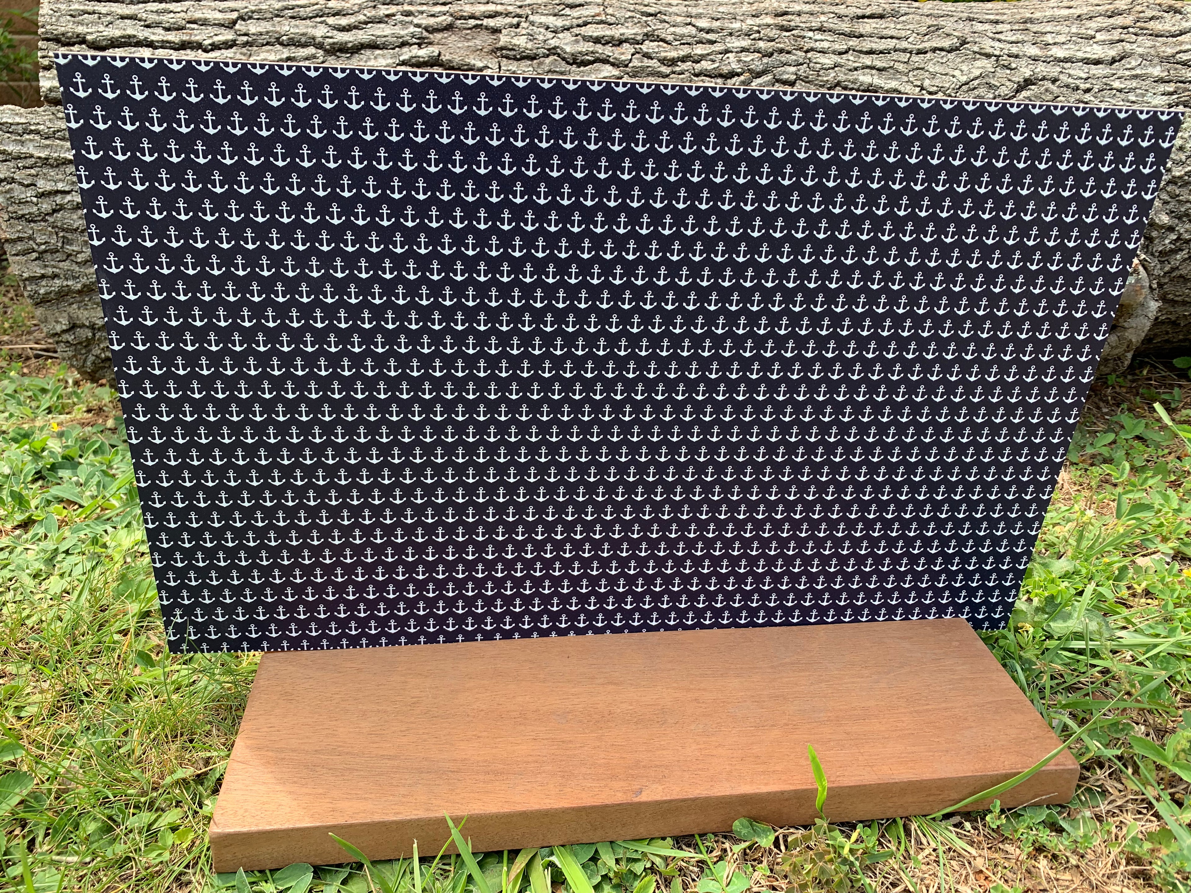 PatternPly® Full Coverage Navy and White Anchors sheet showing the pattern