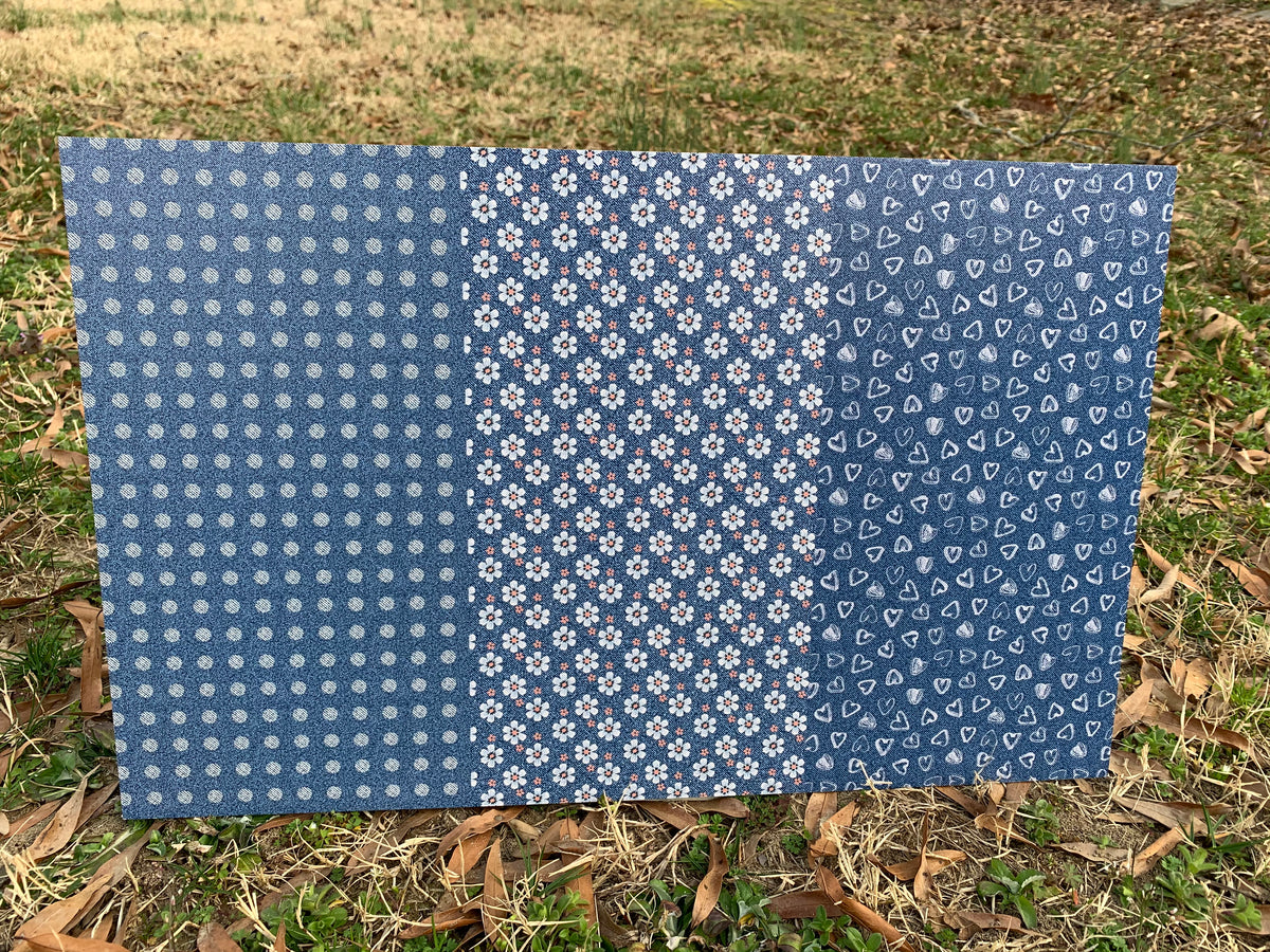 PatternPly® Full Coverage Denim Assortment sheet showing the pattern
