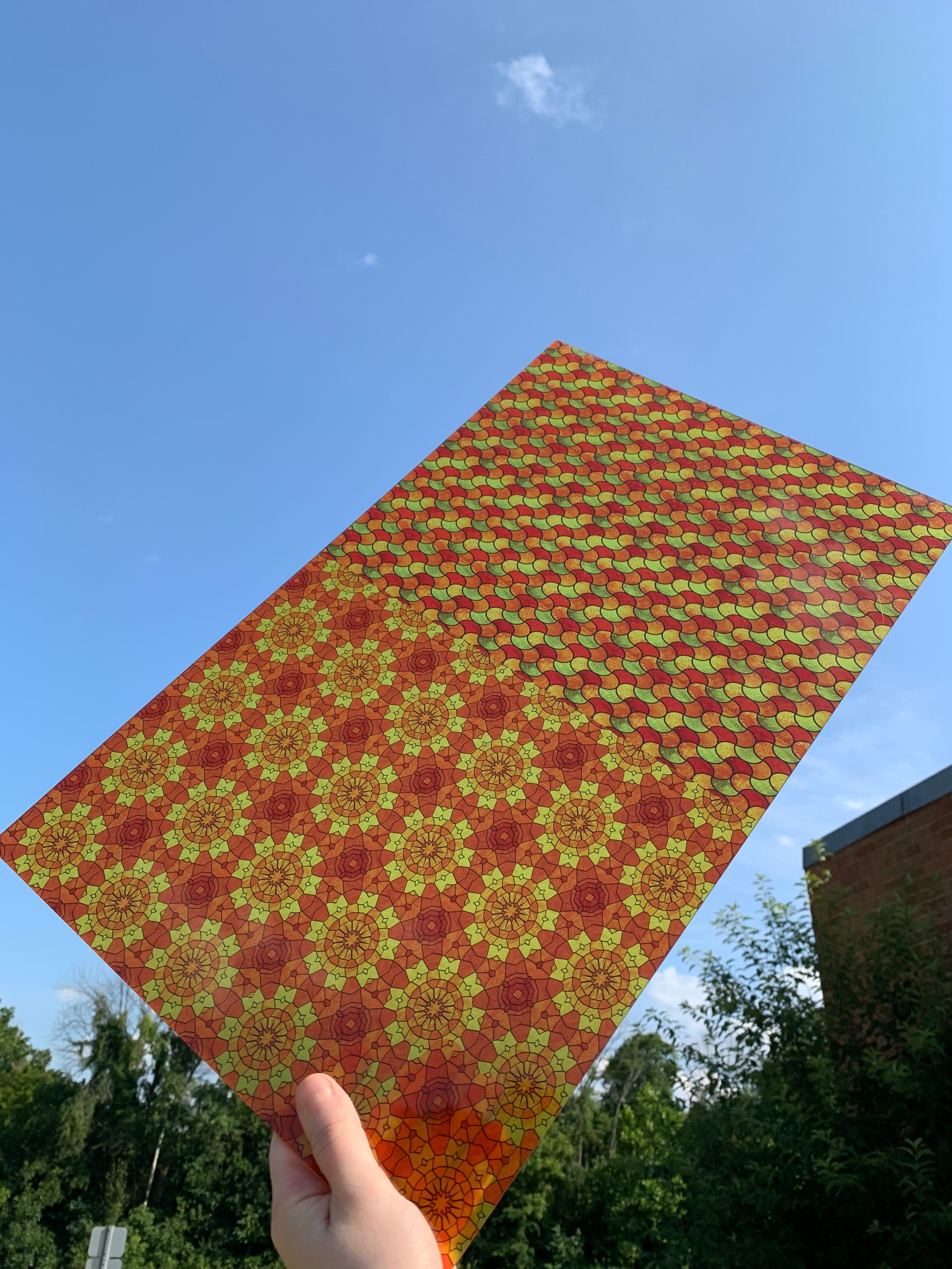 PatternPly® Transparent Fall Colors Stained Glass Duo sheet showing the pattern