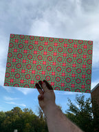 PatternPly® Transparent Christmas Stained Glass Red sheet showing the pattern