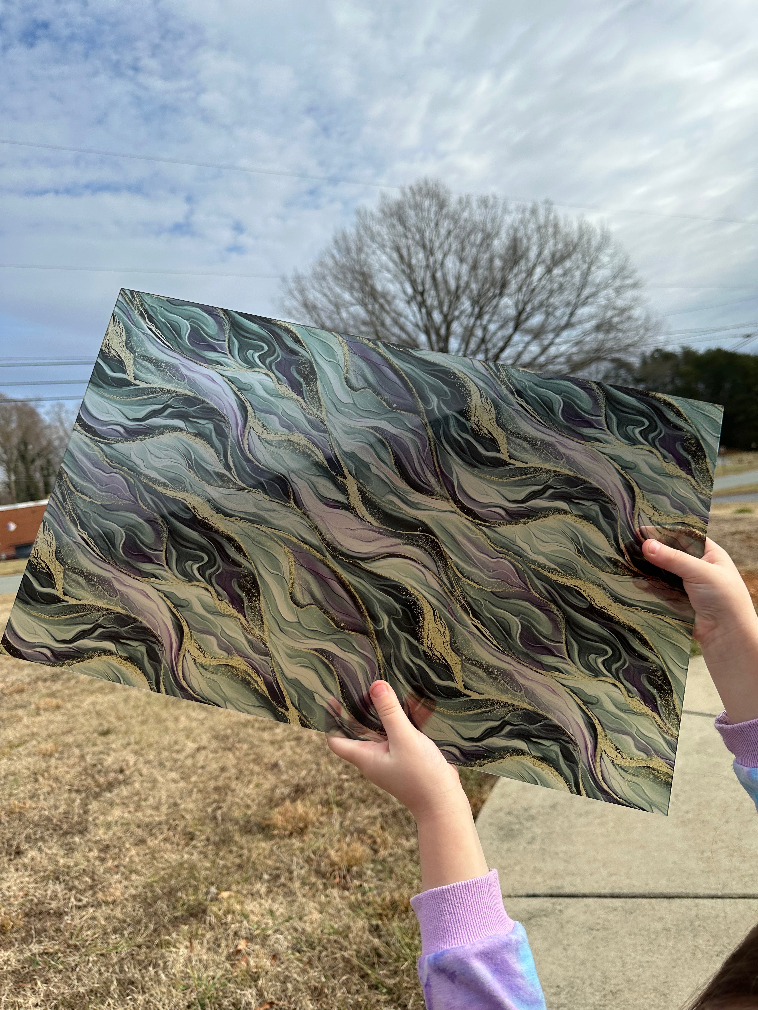 PatternPly® Transparent Jade and Gold River Veins sheet showing the pattern