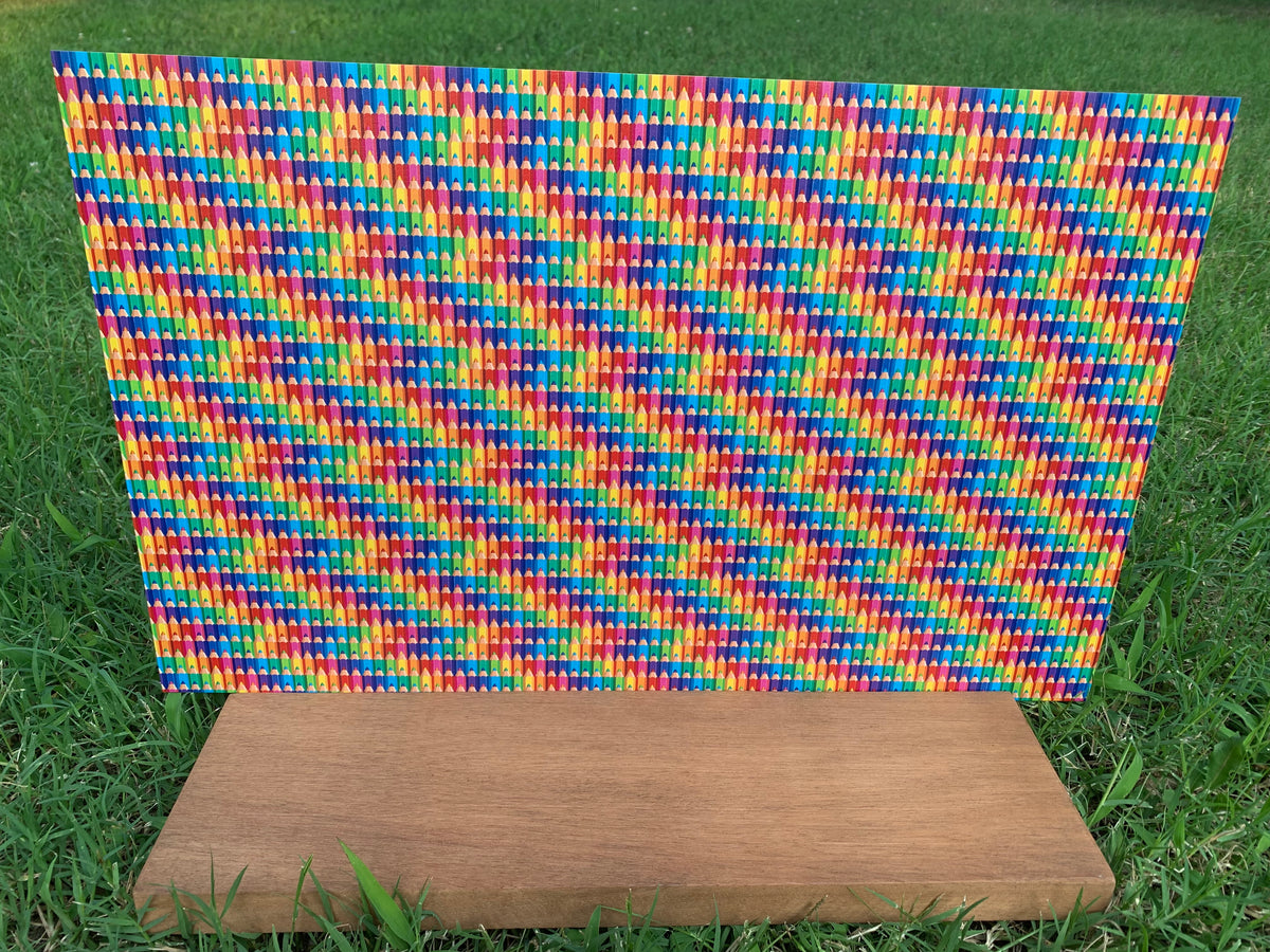 PatternPly® Full Coverage Colored Pencils sheet showing the pattern