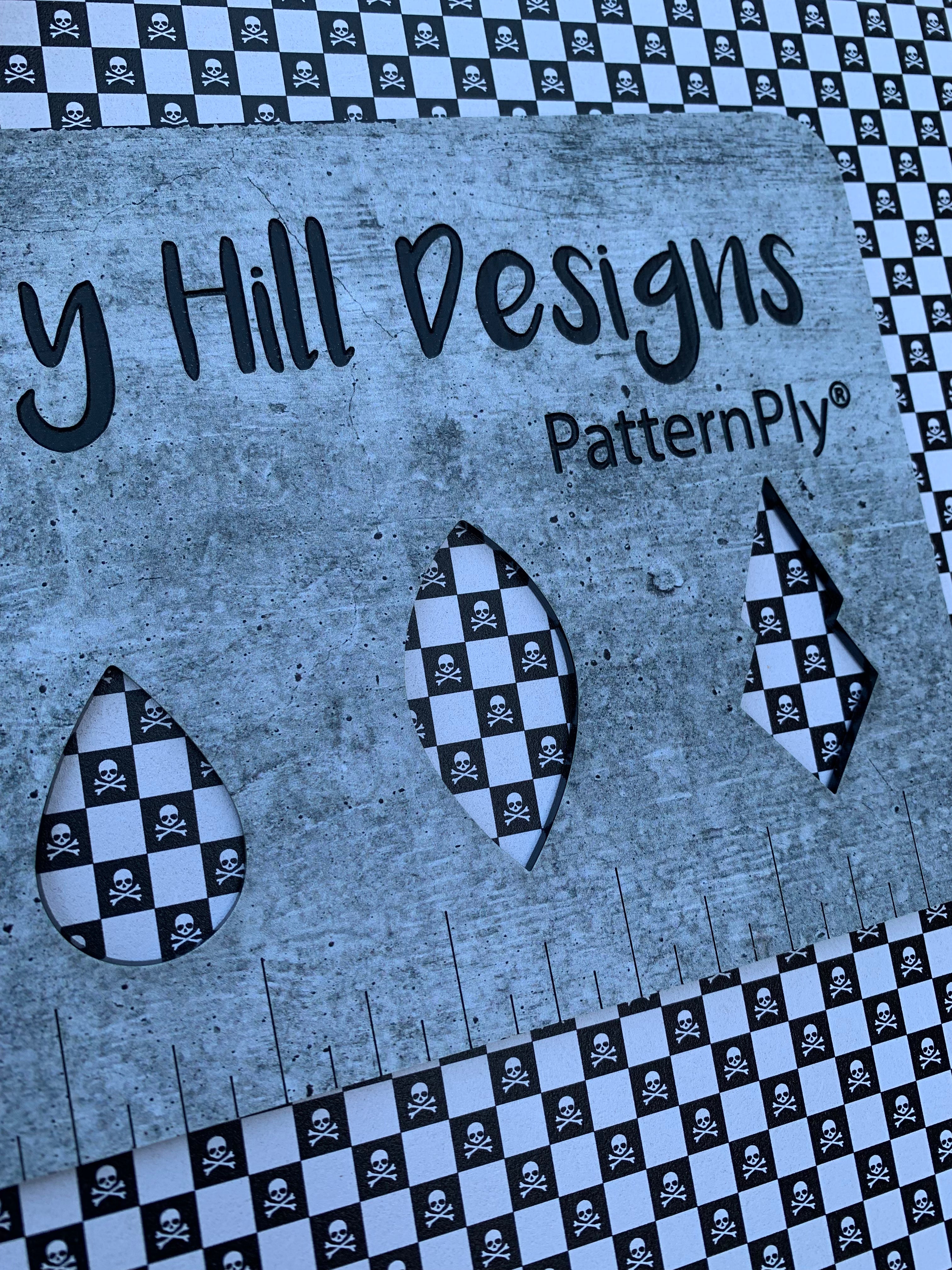 PatternPly® Full Coverage Checkerboard Skulls sheet showing the pattern