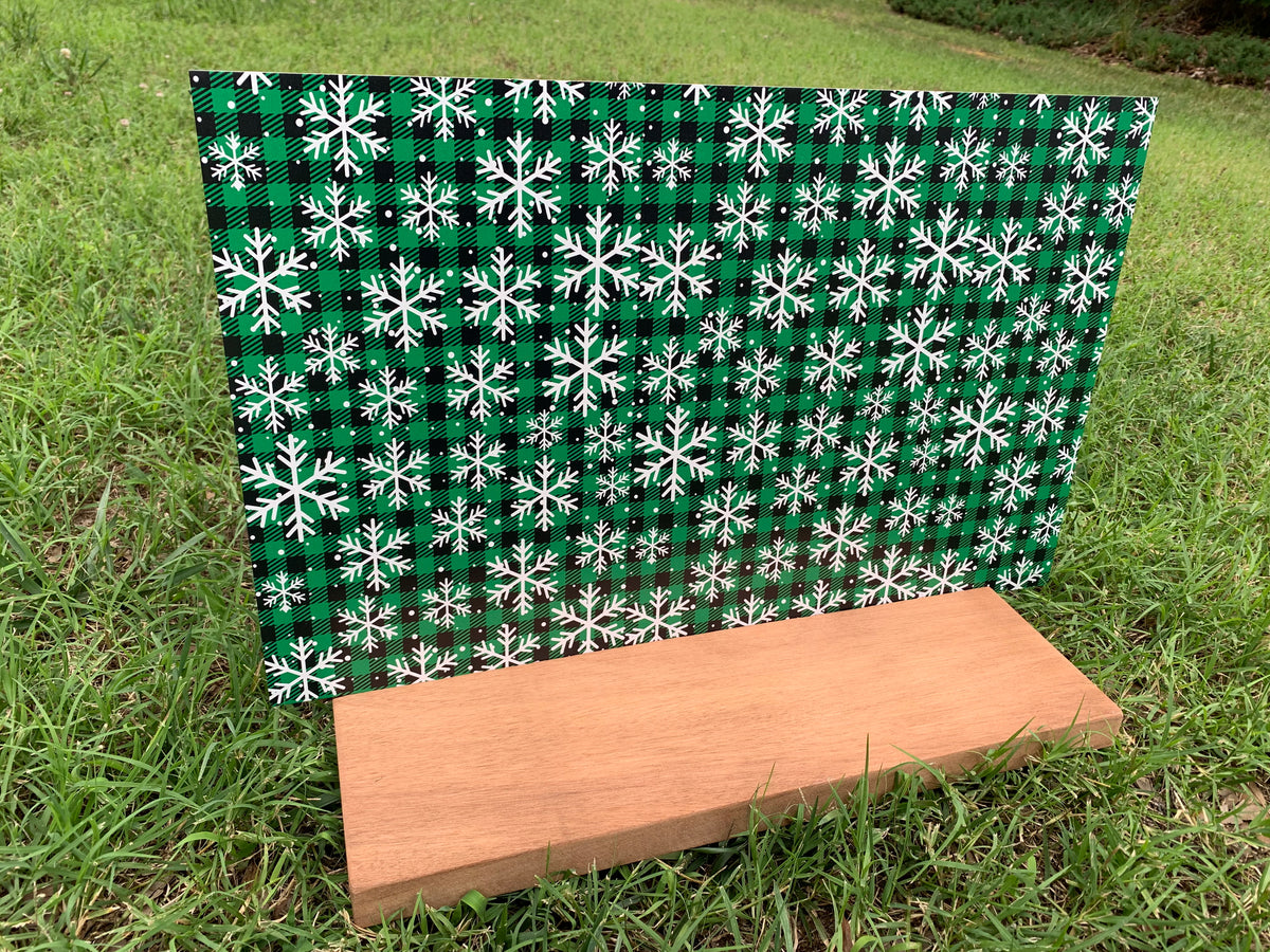 PatternPly® Full Coverage Green Snowflake Buffalo Plaid product photo 3
