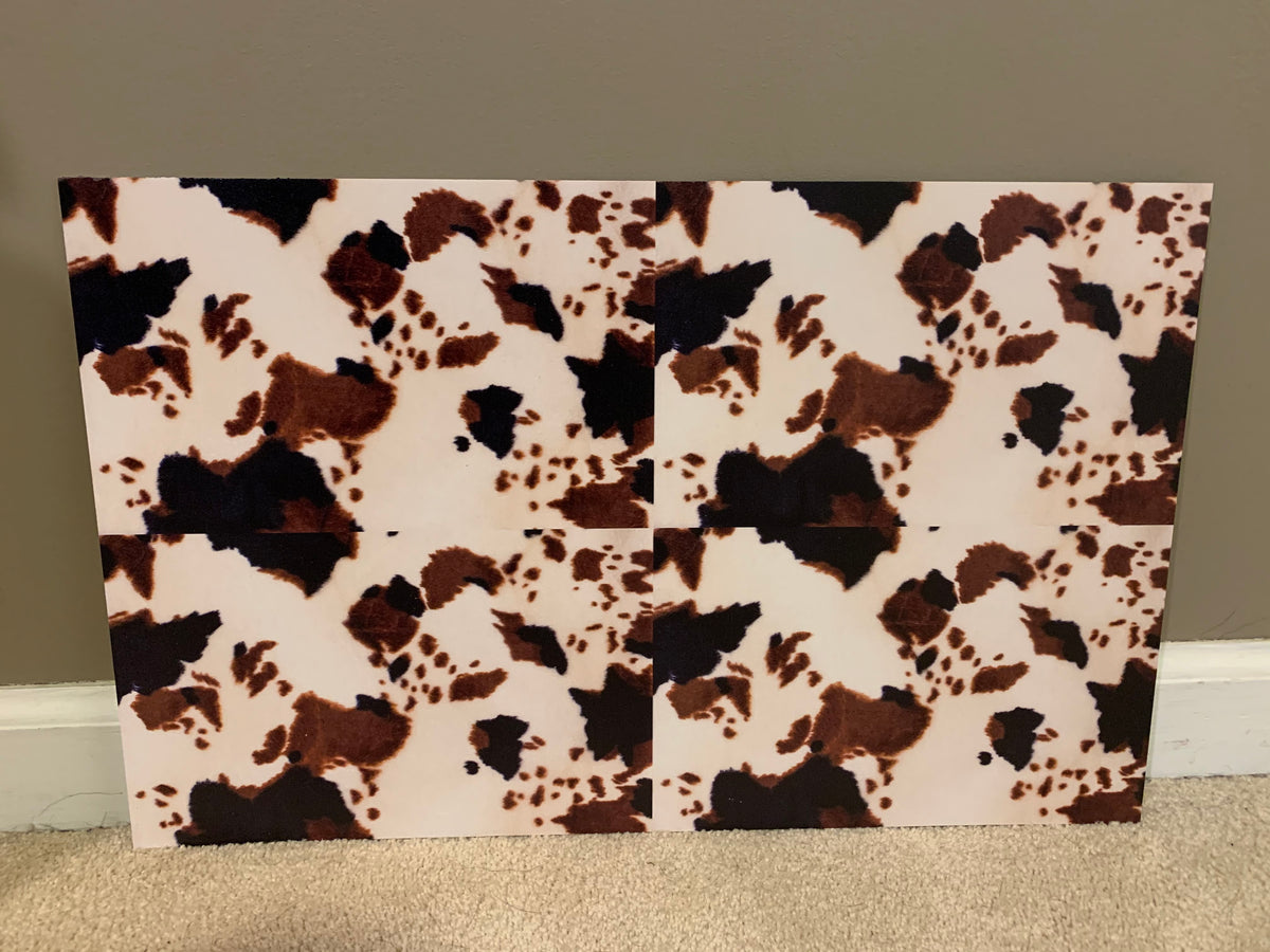 PatternPly® Full Coverage Mini Realistic Cow sheet showing the pattern