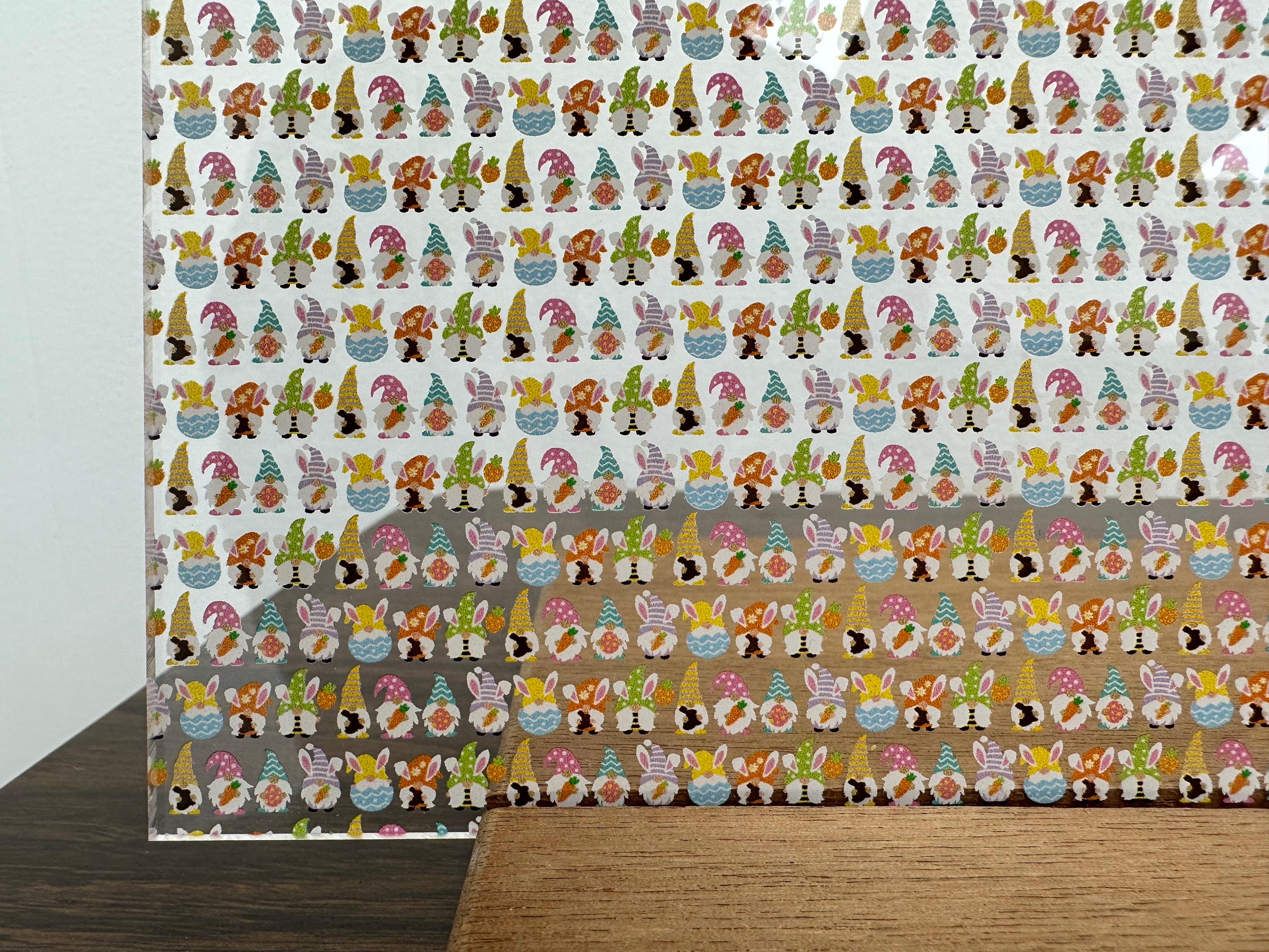 PatternPly® Scattered Micro Easter Gnomes sheet showing the pattern