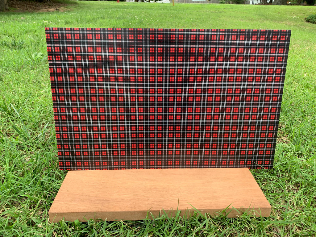 PatternPly® Full Coverage Red and Black Plaid sheet showing the pattern