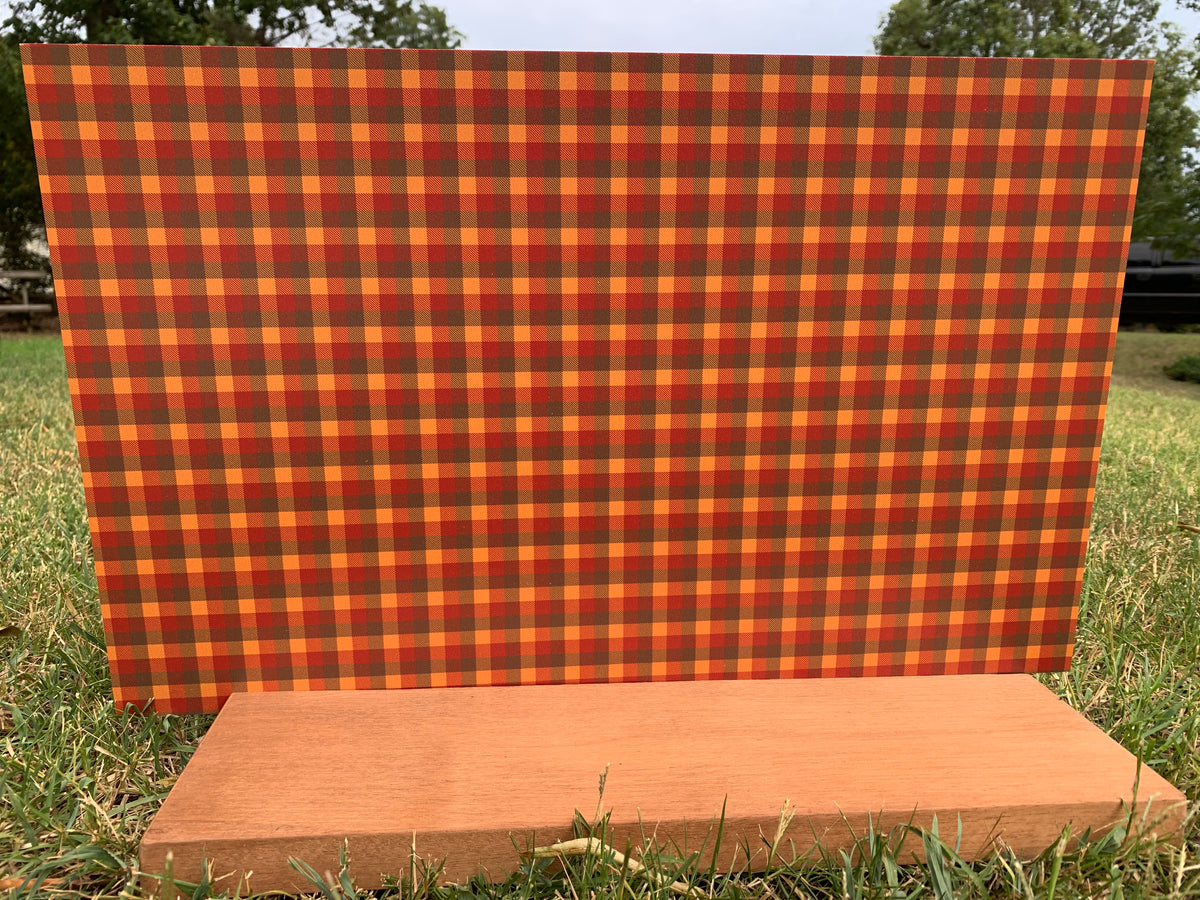 PatternPly® Full Coverage Fall Colors Buffalo Plaid sheet showing the pattern