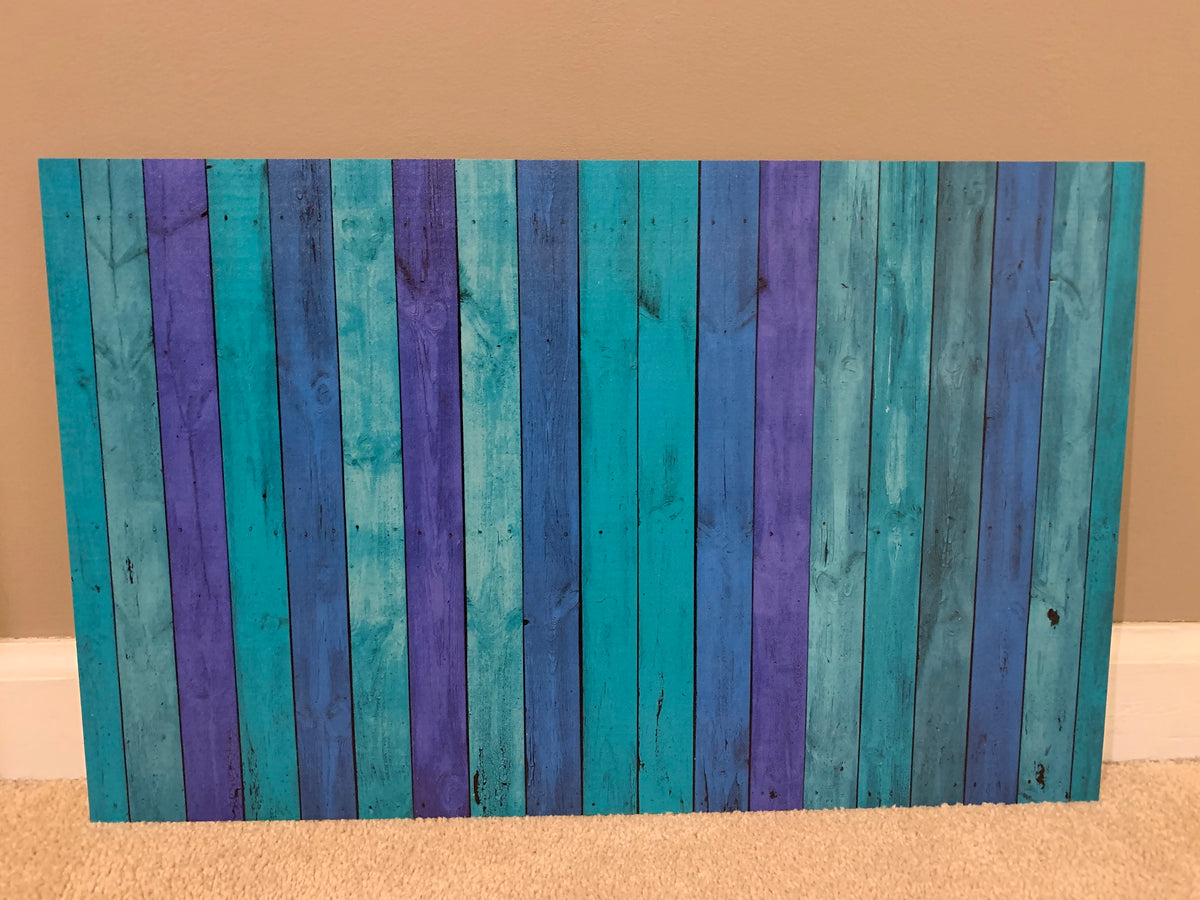 PatternPly® Full Coverage Teal and Purple Woods sheet showing the pattern