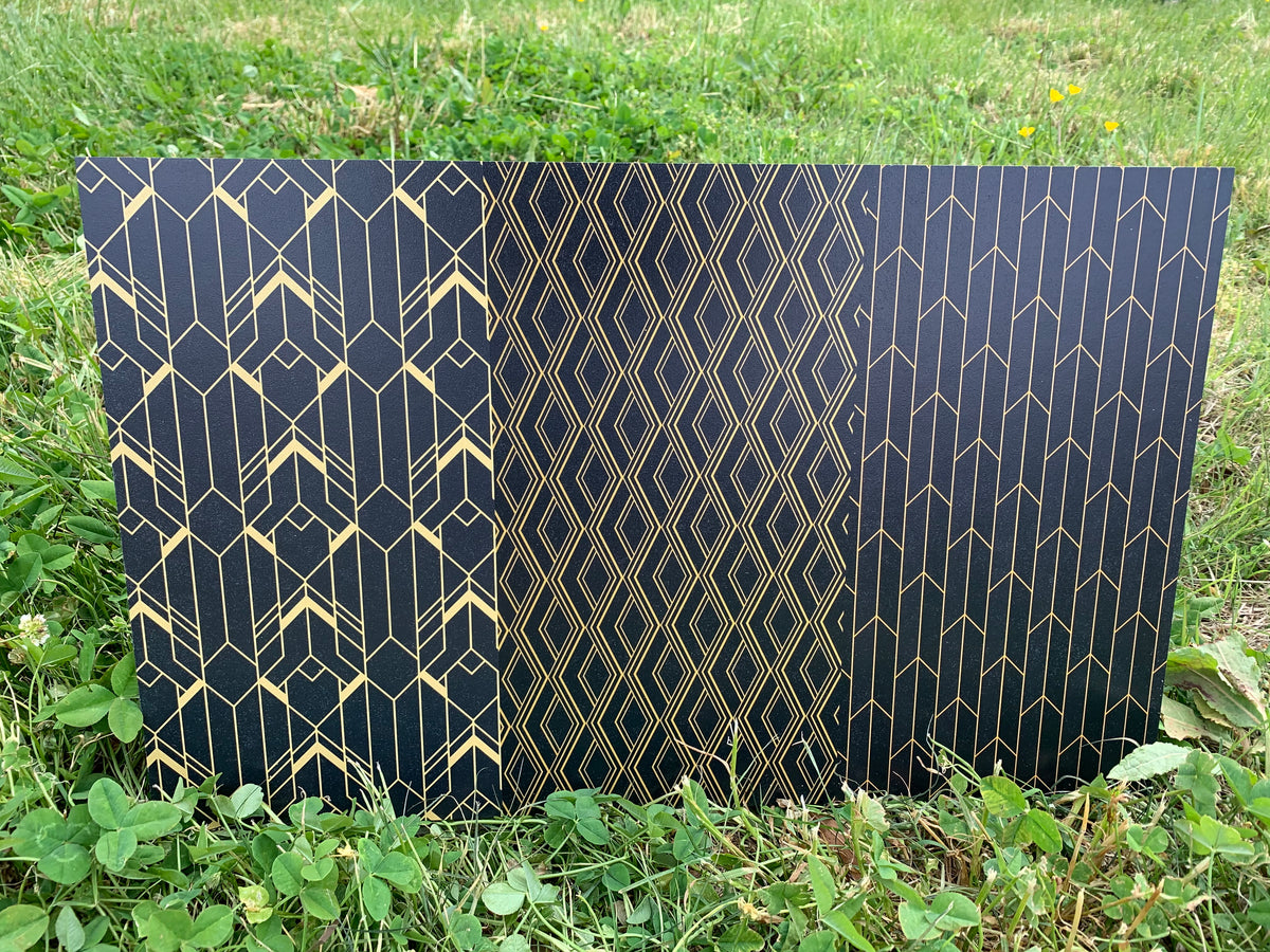 PatternPly® Full Coverage Art Deco Assortment sheet showing the pattern