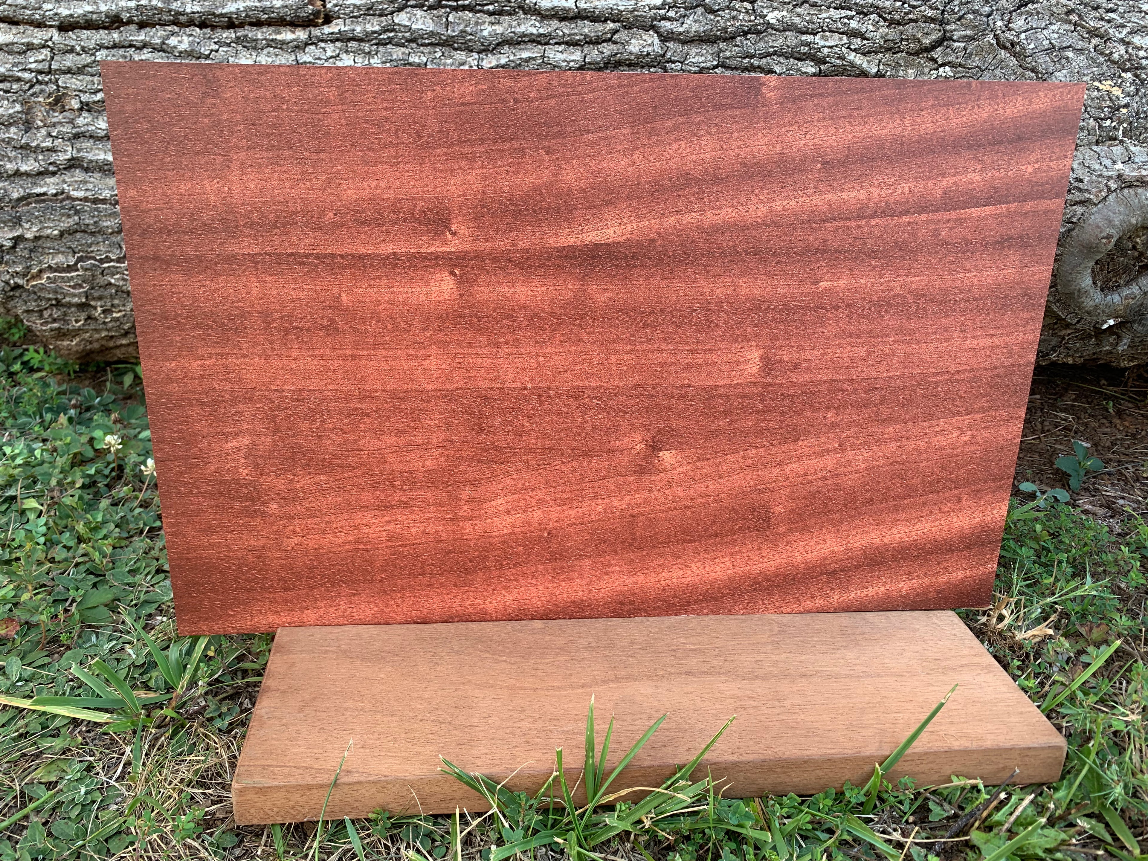PatternPly® Full Coverage Faux Finished Sapele sheet showing the pattern
