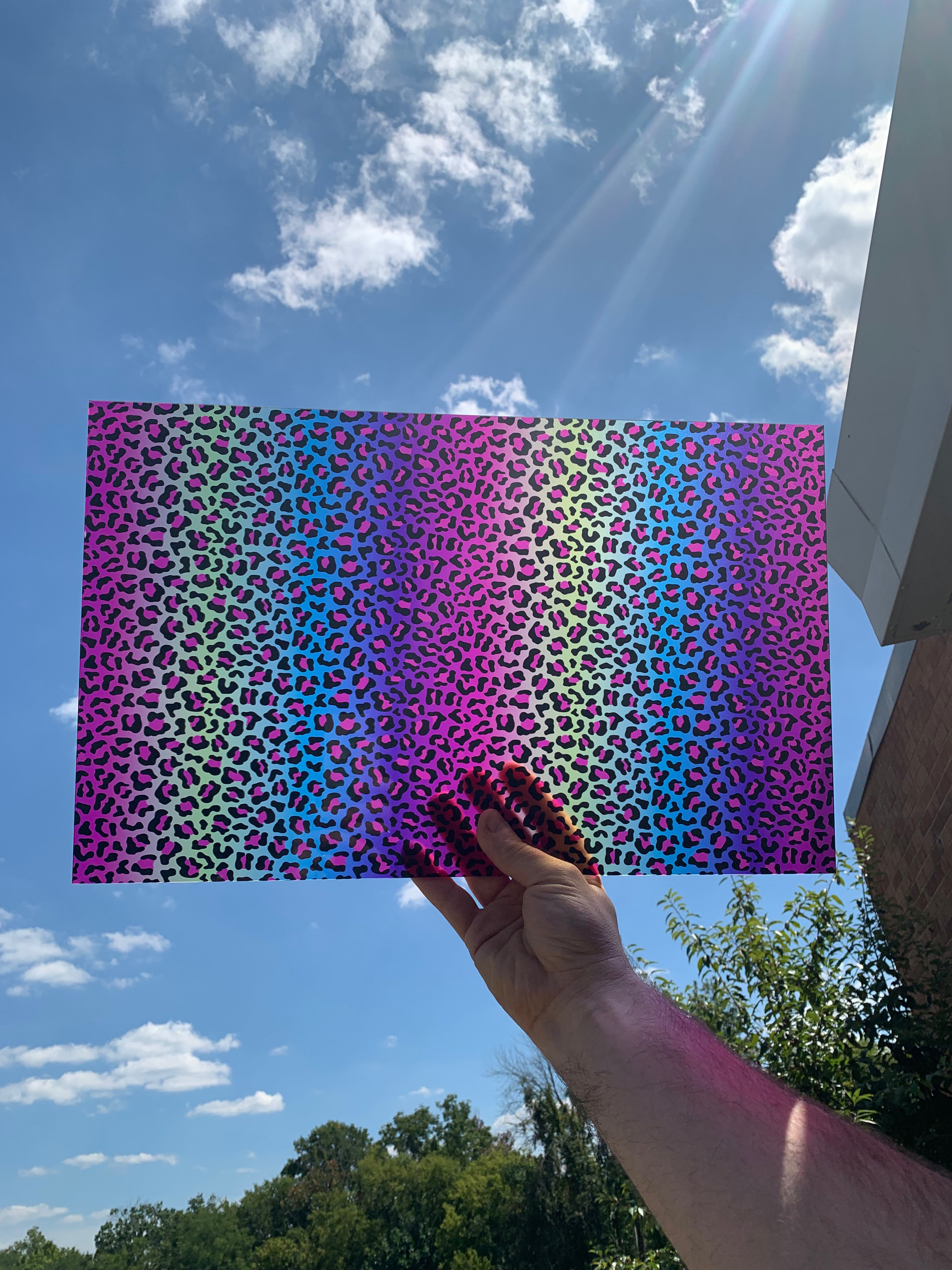 PatternPly® Transparent Rainbow Cheetah sheet showing the pattern