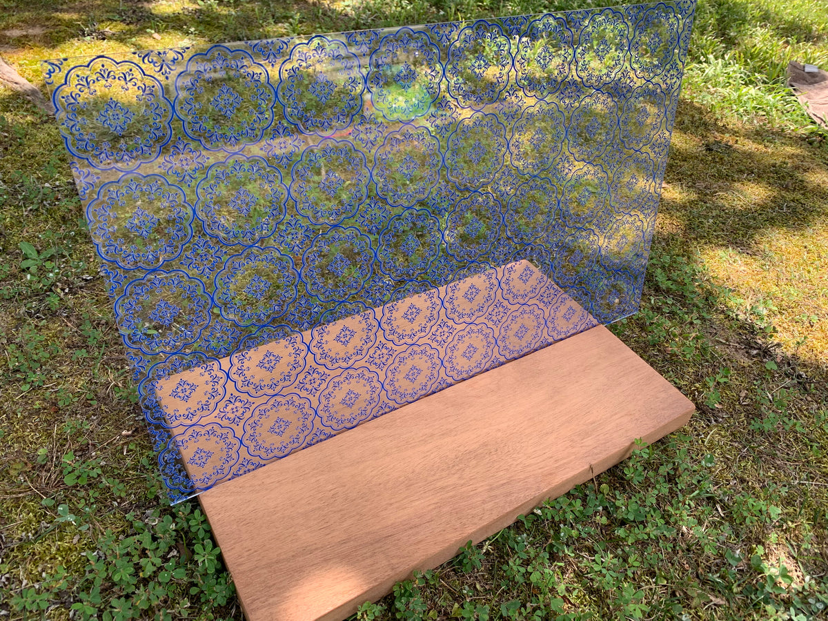 PatternPly® Scattered Blue China Circles sheet showing the pattern