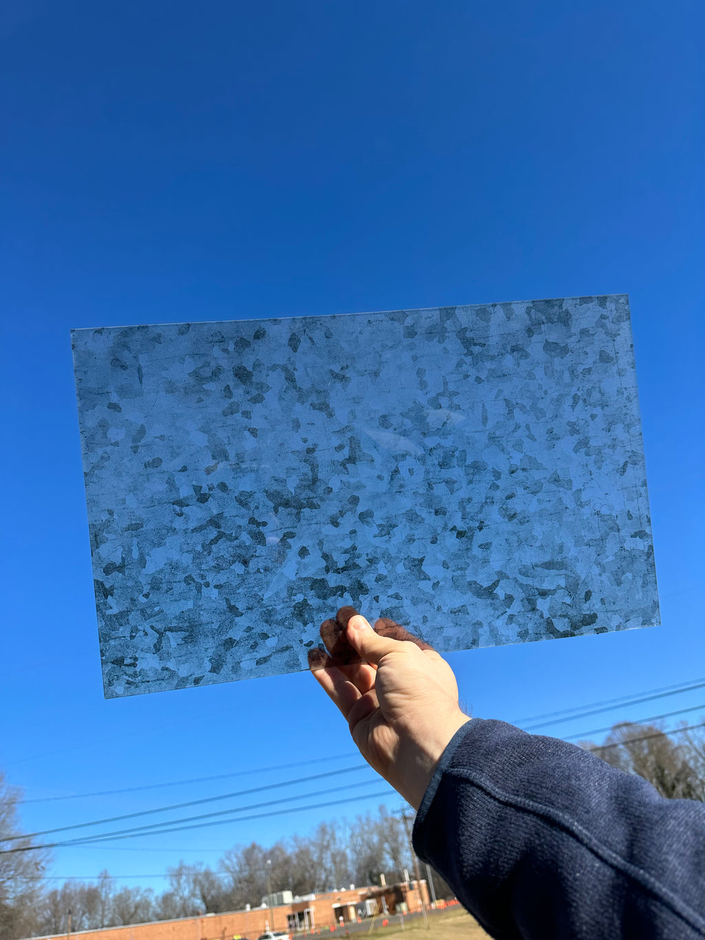 PatternPly® Transparent Galvanized Metal sheet showing the pattern