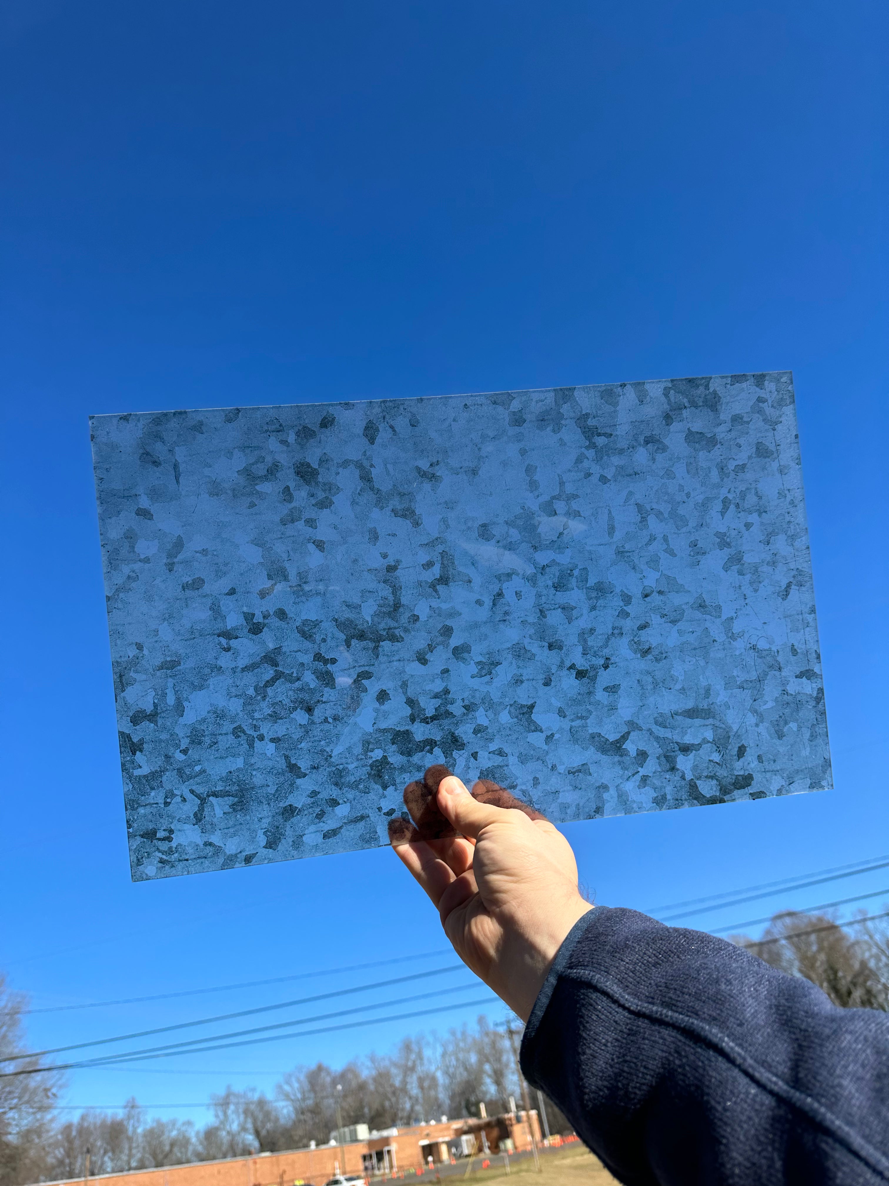 PatternPly® Transparent Galvanized Metal sheet showing the pattern
