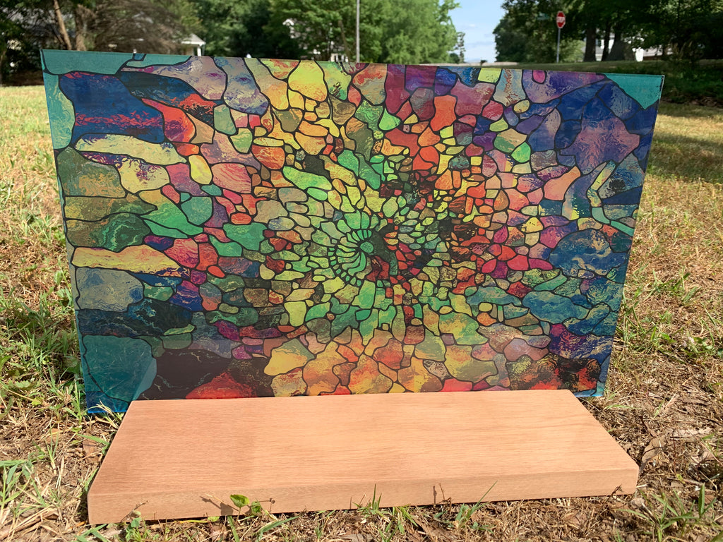 PatternPly® Transparent Stained Glass Swirl sheet showing the pattern