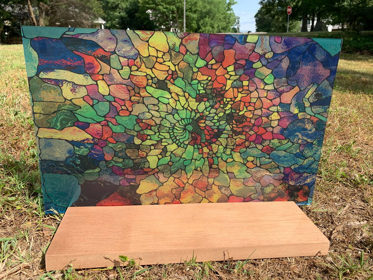 PatternPly® Transparent Stained Glass Swirl sheet showing the pattern
