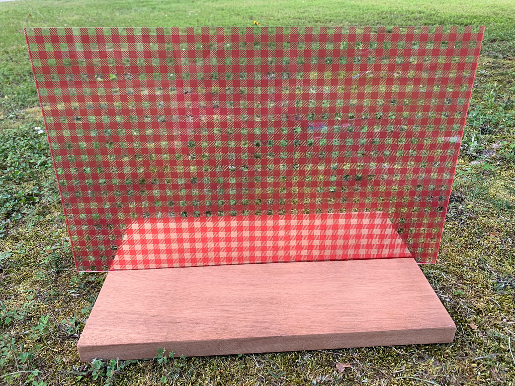 PatternPly® Transparent Red Plaid sheet showing the pattern