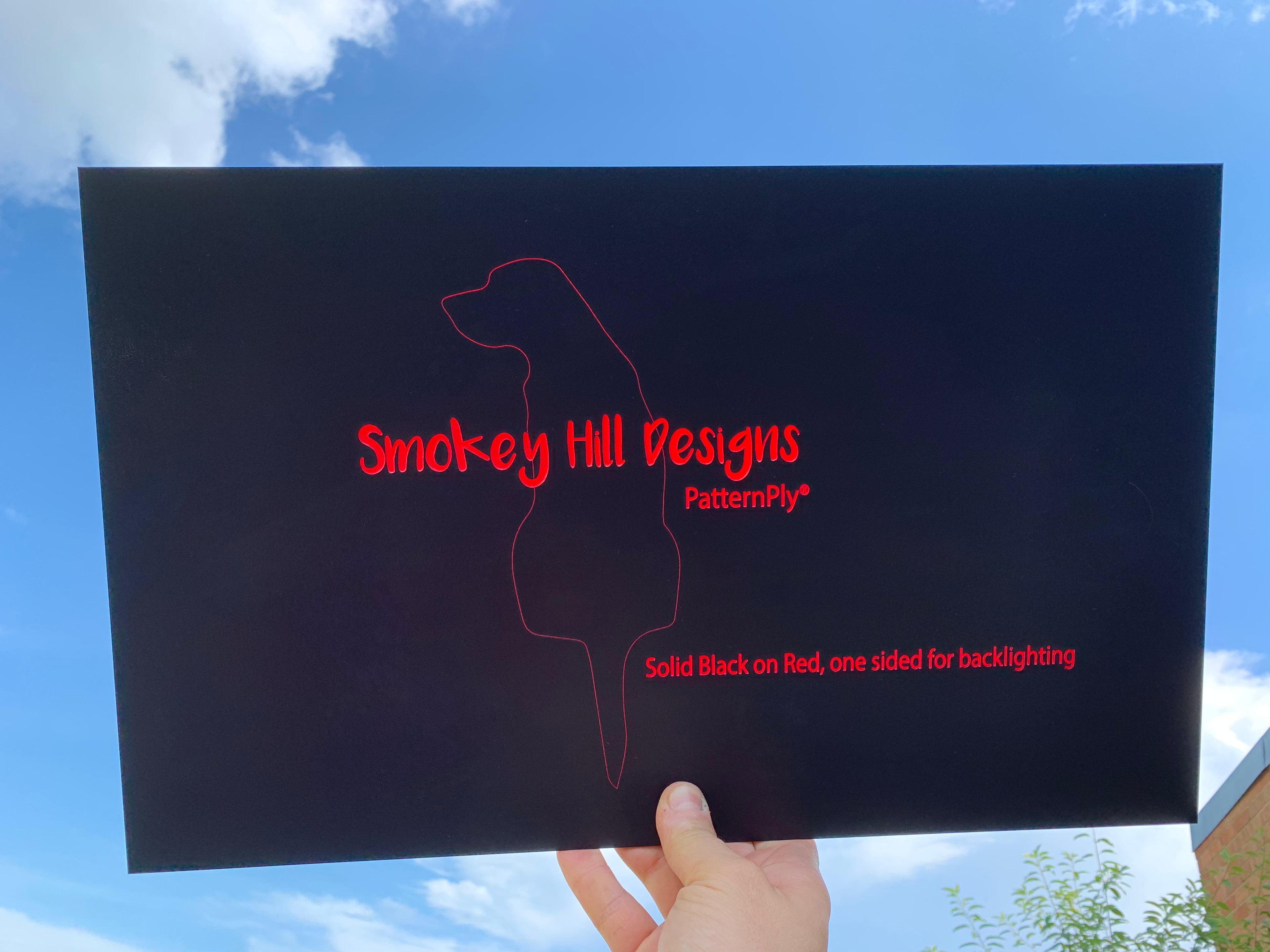 PatternPly® Acrylic Solid Black on Red, one sided for backlighting sheet