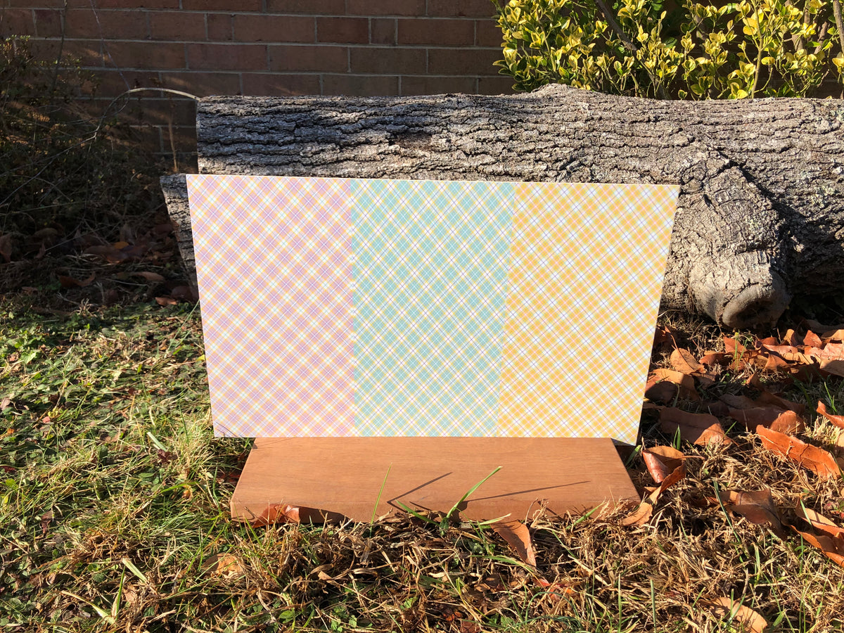 PatternPly® Full Coverage Pastel Plaid Trio sheet showing the pattern