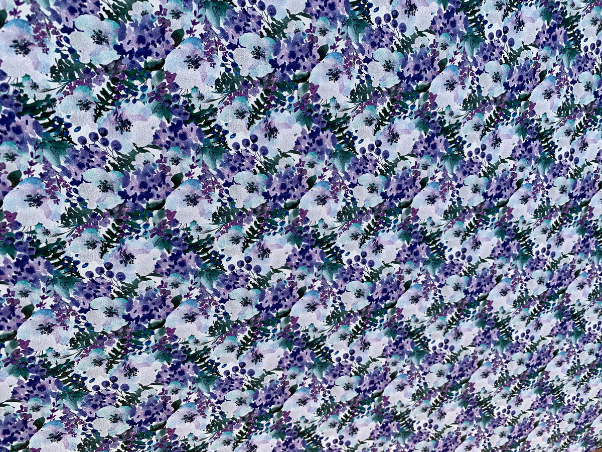 PatternPly® Full Coverage Blueberry Floral sheet showing the pattern
