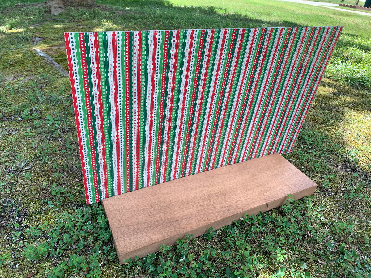 PatternPly® Scattered Christmas Icon Stripes sheet showing the pattern