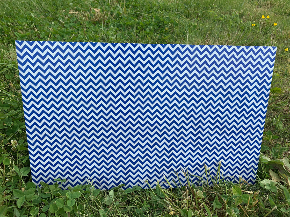 PatternPly® Full Coverage Royal Blue and White Chevron sheet showing the pattern