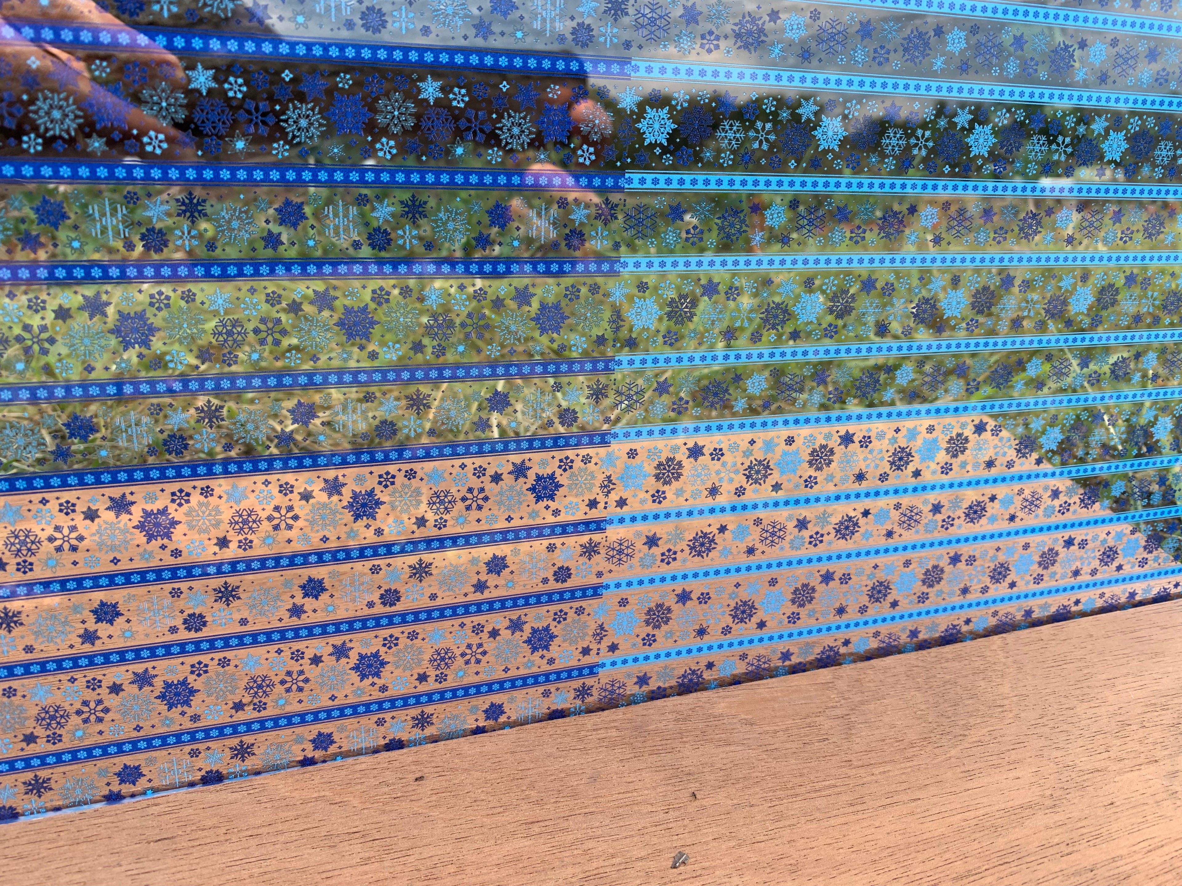 PatternPly® Scattered Blue Stripe Snowflake Duo sheet showing the pattern