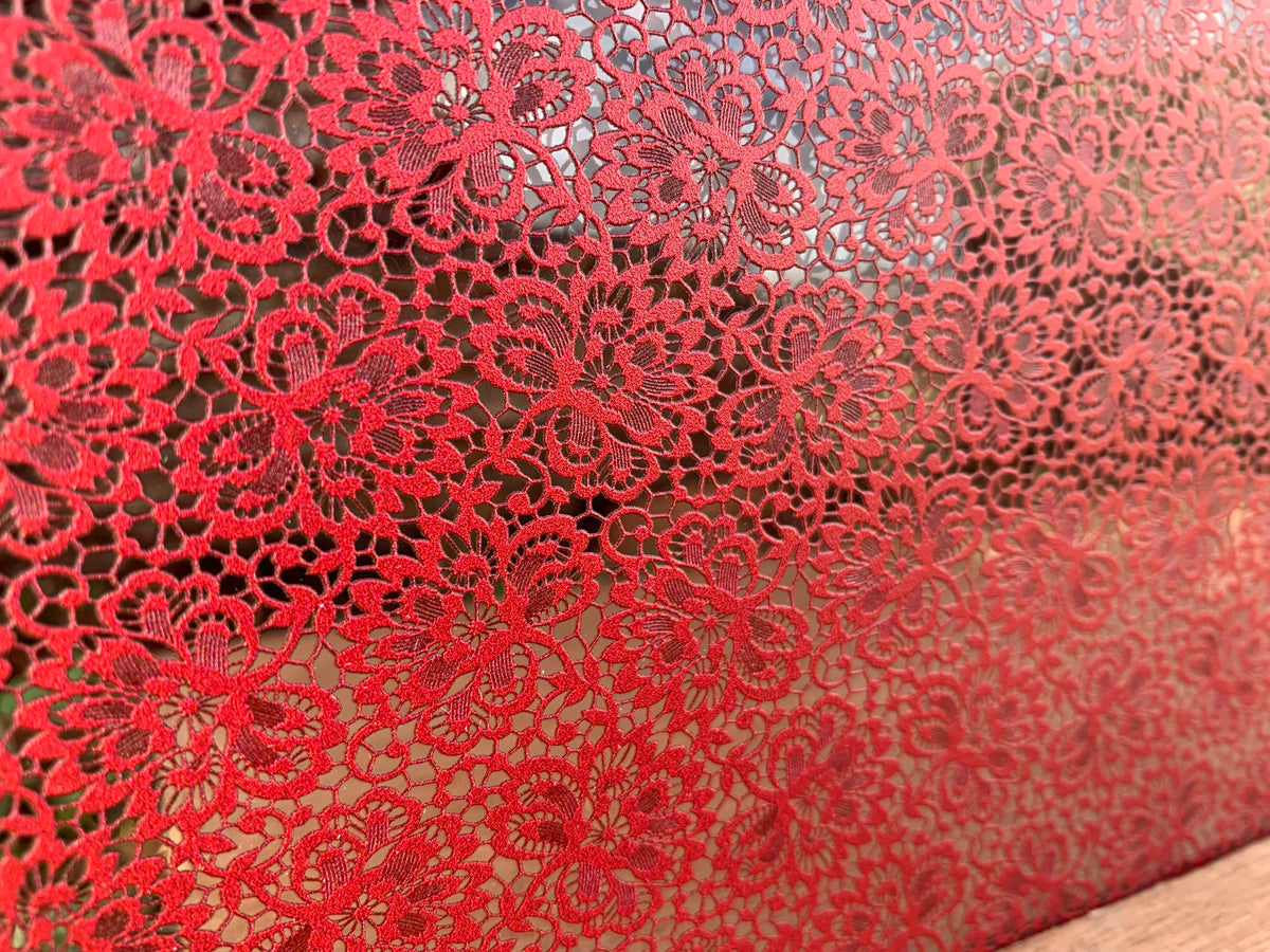 PatternPly® Scattered Red Lace sheet showing the pattern