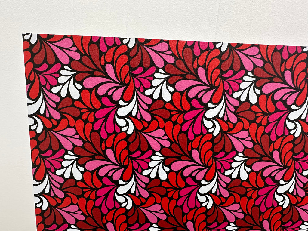 PatternPly® Full Coverage Red, White, and Pink Petals sheet showing the pattern