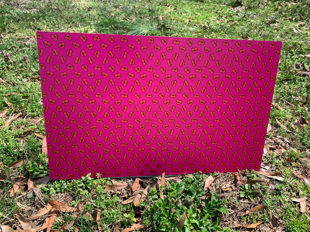 PatternPly® Full Coverage Pink Healthcare Hearts sheet showing the pattern