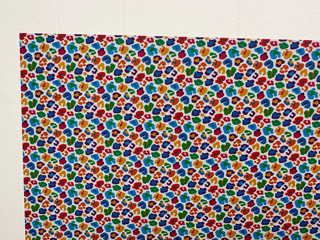 PatternPly® Full Coverage Colorful Leopard Spots sheet showing the pattern