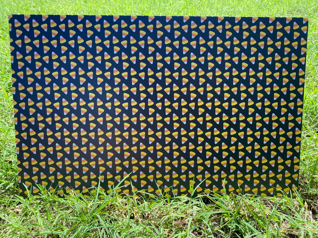 PatternPly® Full Coverage Large Candy Corn sheet showing the pattern