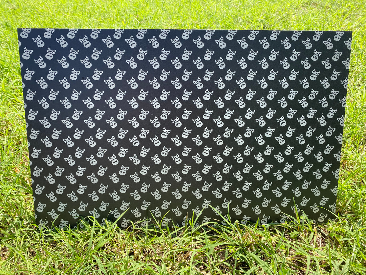 PatternPly® Full Coverage Large Skulls sheet showing the pattern
