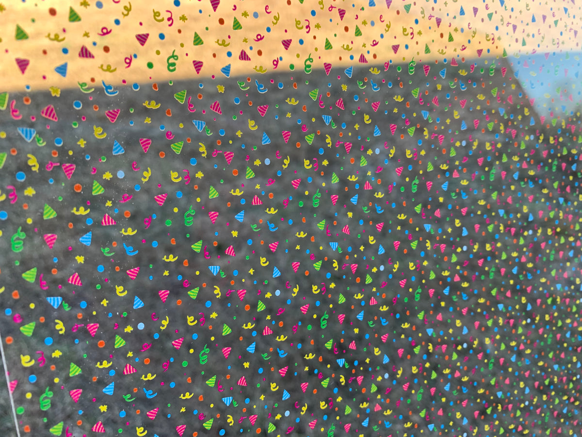 PatternPly® Scattered Party Hat Confetti sheet showing the pattern