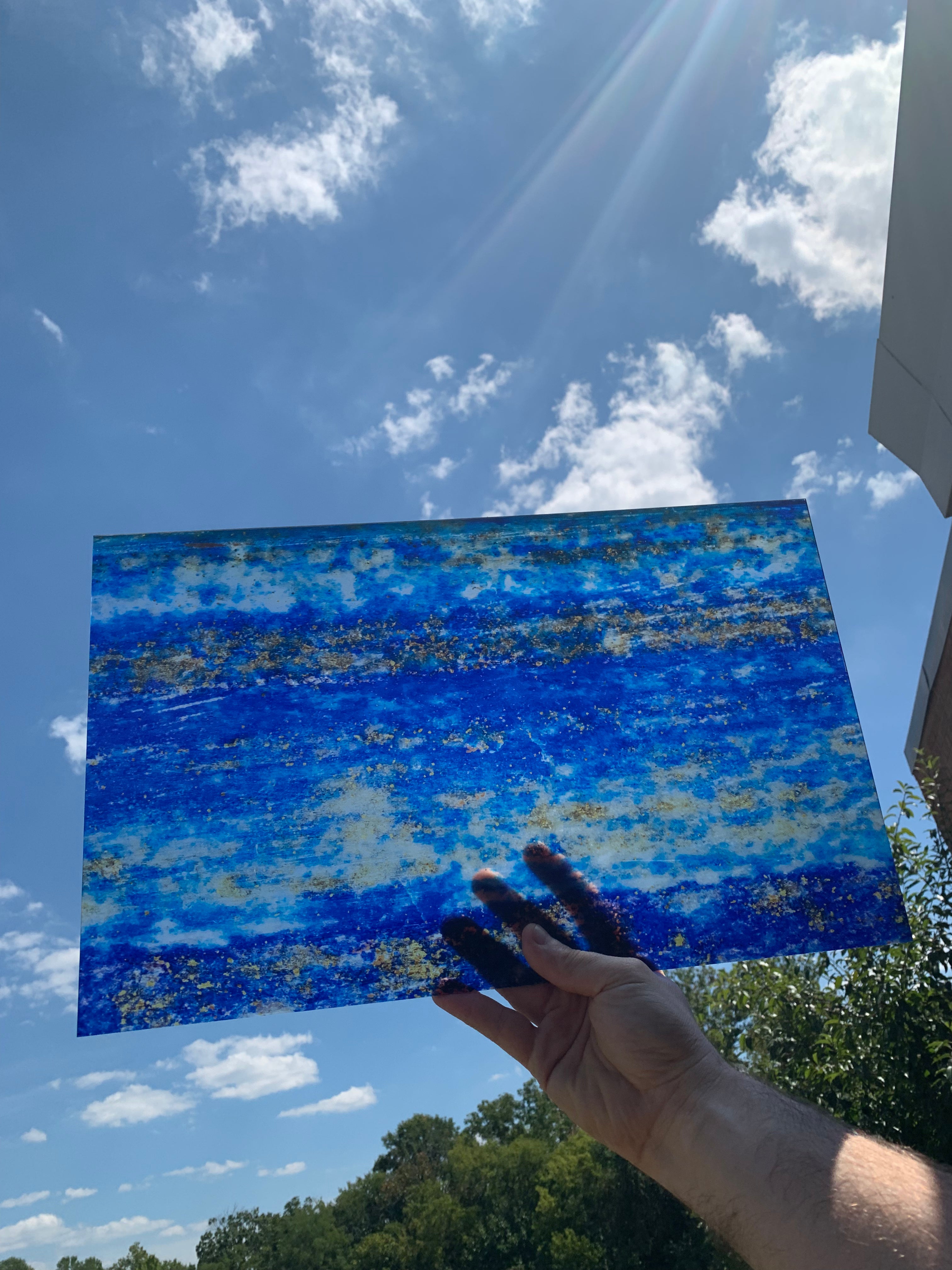 PatternPly® Transparent Blue Lapis sheet showing the pattern