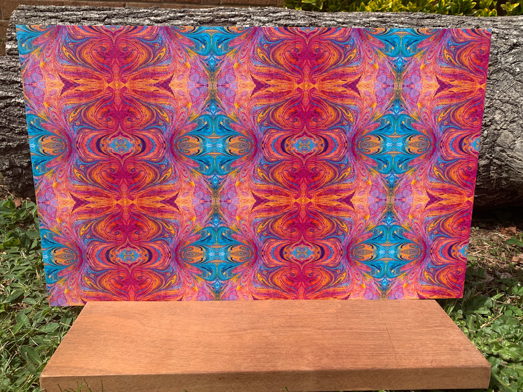 PatternPly® Full Coverage Micro Pink and Blue Paint Pour sheet showing the pattern