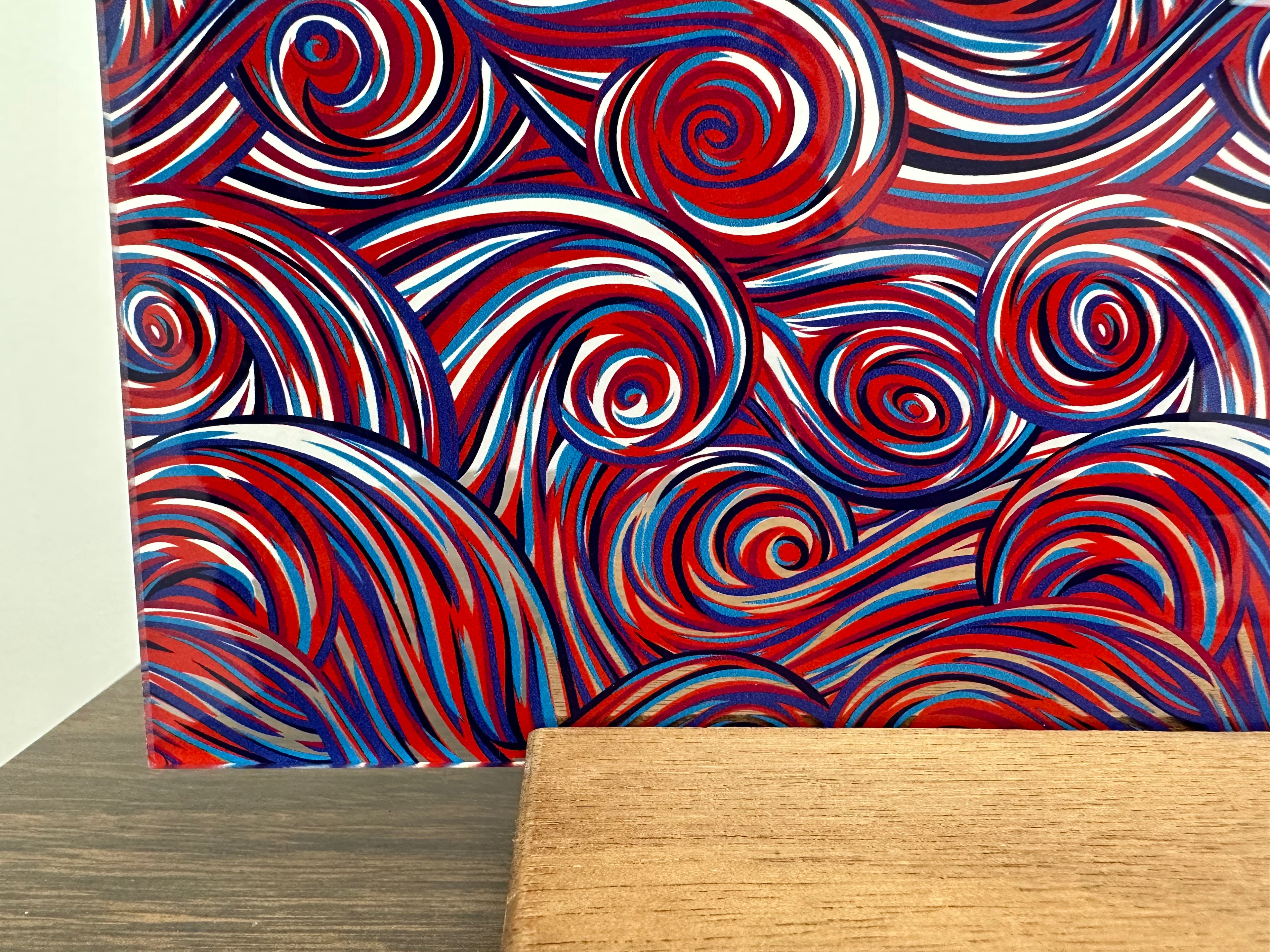 PatternPly® Scattered Patriotic Swirls sheet showing the pattern