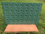PatternPly® Full Coverage Mini Green Snowflake Buffalo Plaid sheet showing the pattern