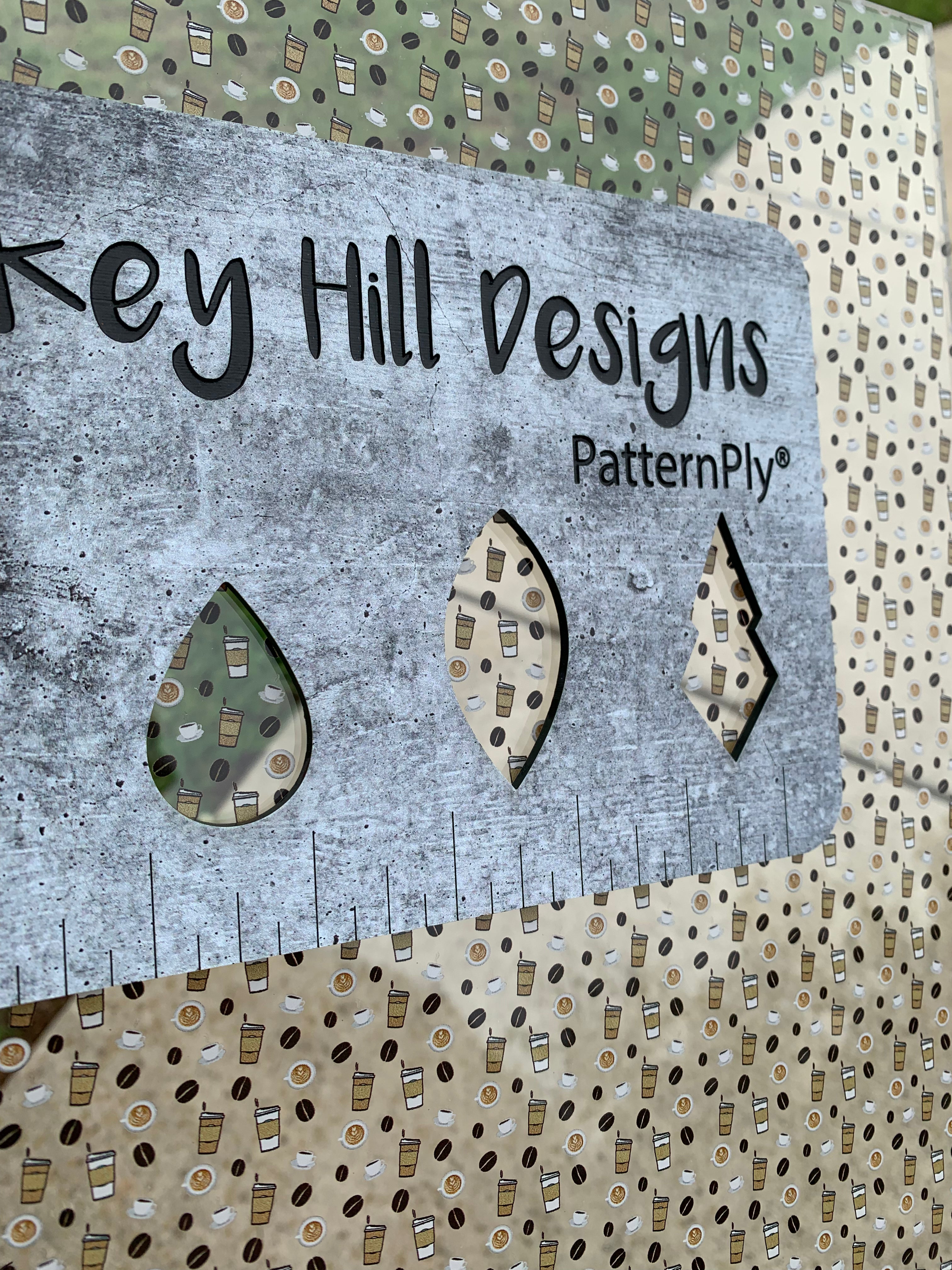 PatternPly® Scattered Coffee Cups and Beans sheet showing the pattern