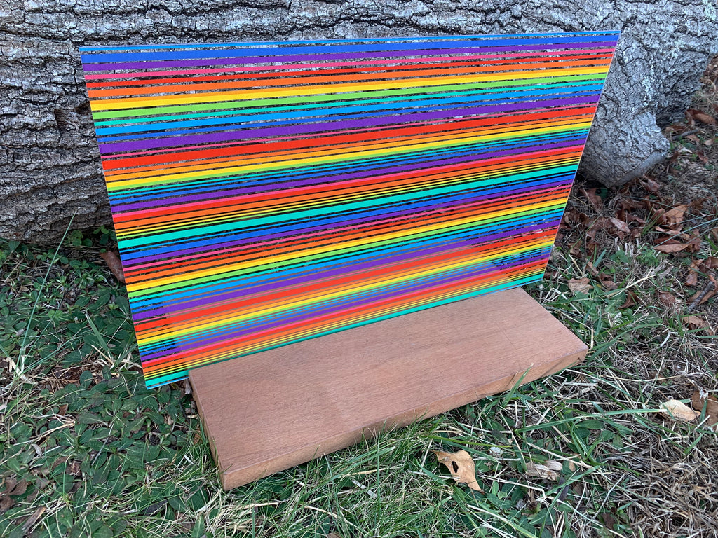 PatternPly® Scattered Spaced Rainbow Stripes sheet showing the pattern