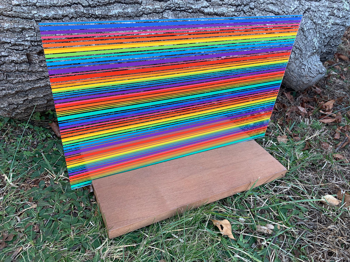 PatternPly® Scattered Spaced Rainbow Stripes sheet showing the pattern